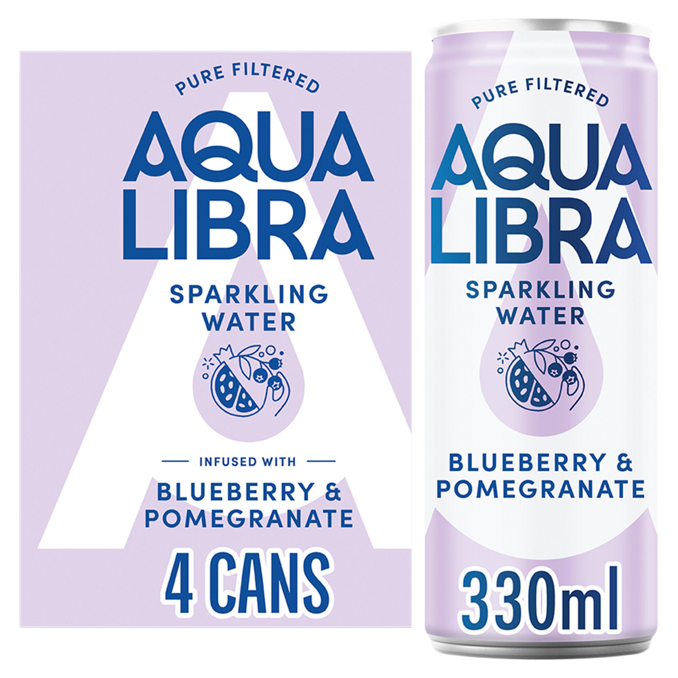 Aqua Libra Sparkling Water Infused with Blueberry & Pomegranate 4 x 330ml