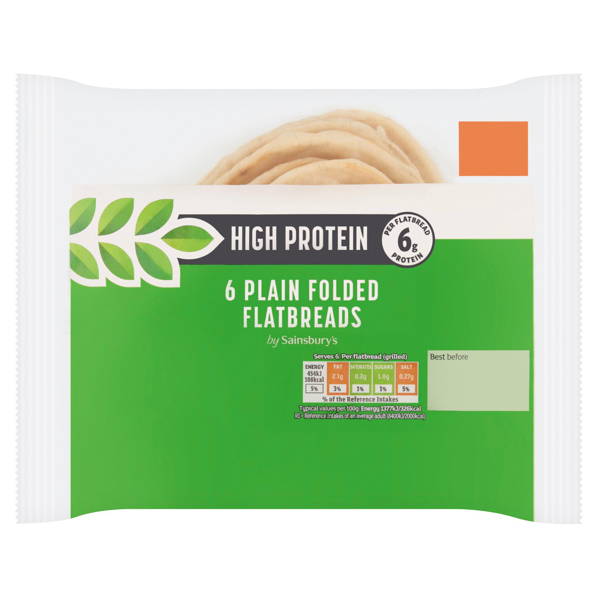 Sainsbury's High Protein 6 x Plain Folded Flatbreads