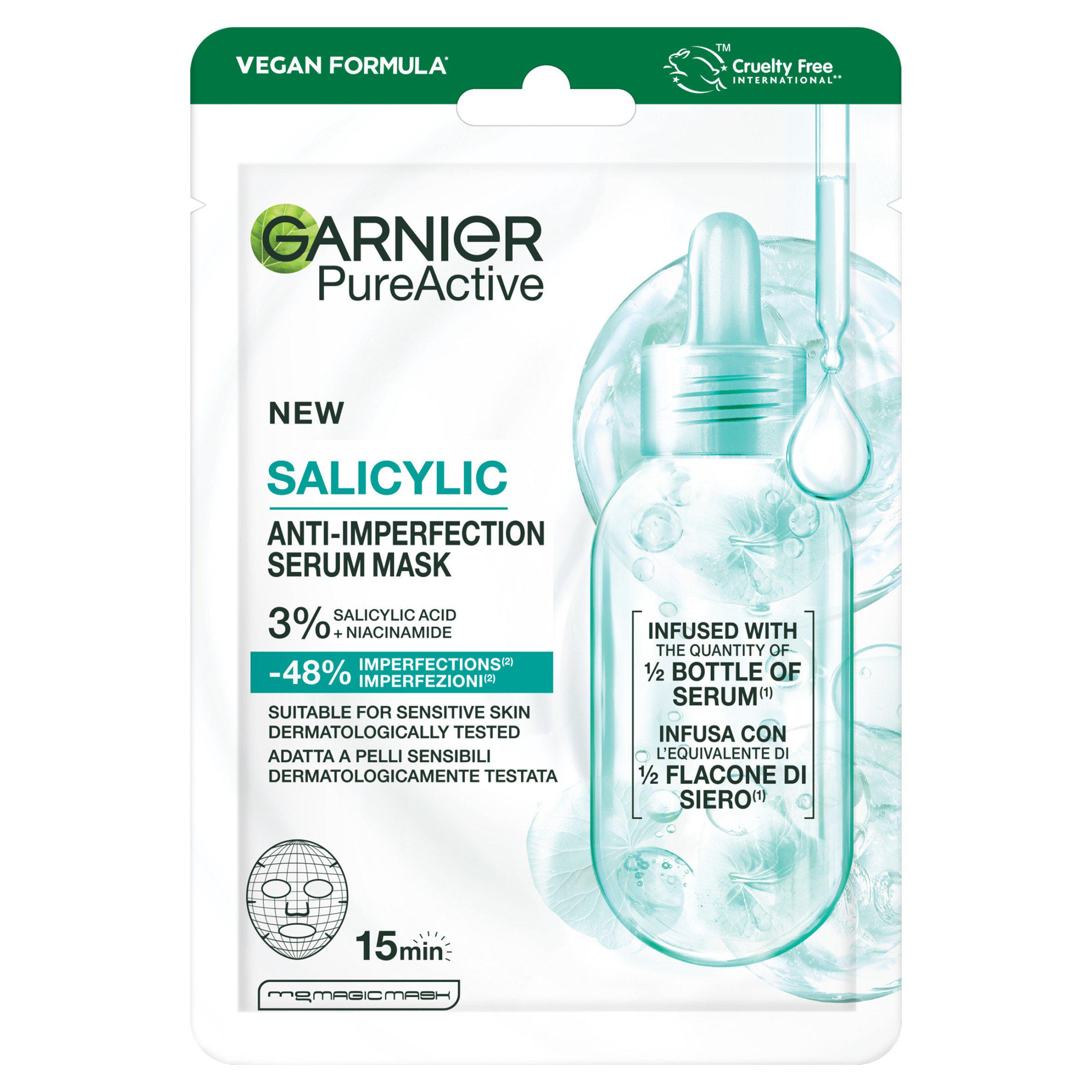 Garnier Salicylic Anti-Imperfection Face Mask,  3% Niacinamide, Salicylic, Aha, Centella Asiatica
