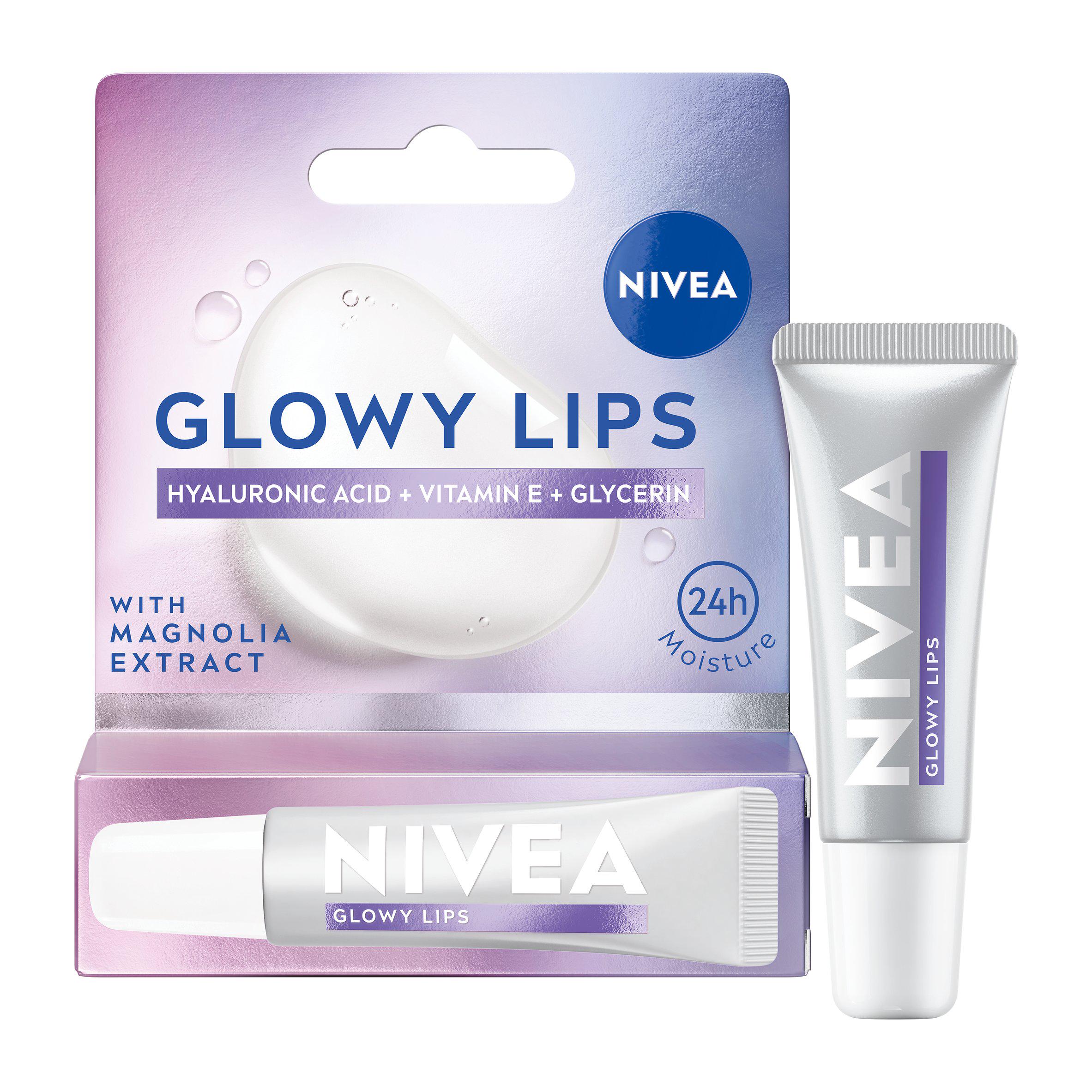 Nivea 10ml Hyaluronic Acid Glowy Lip Balm Tube