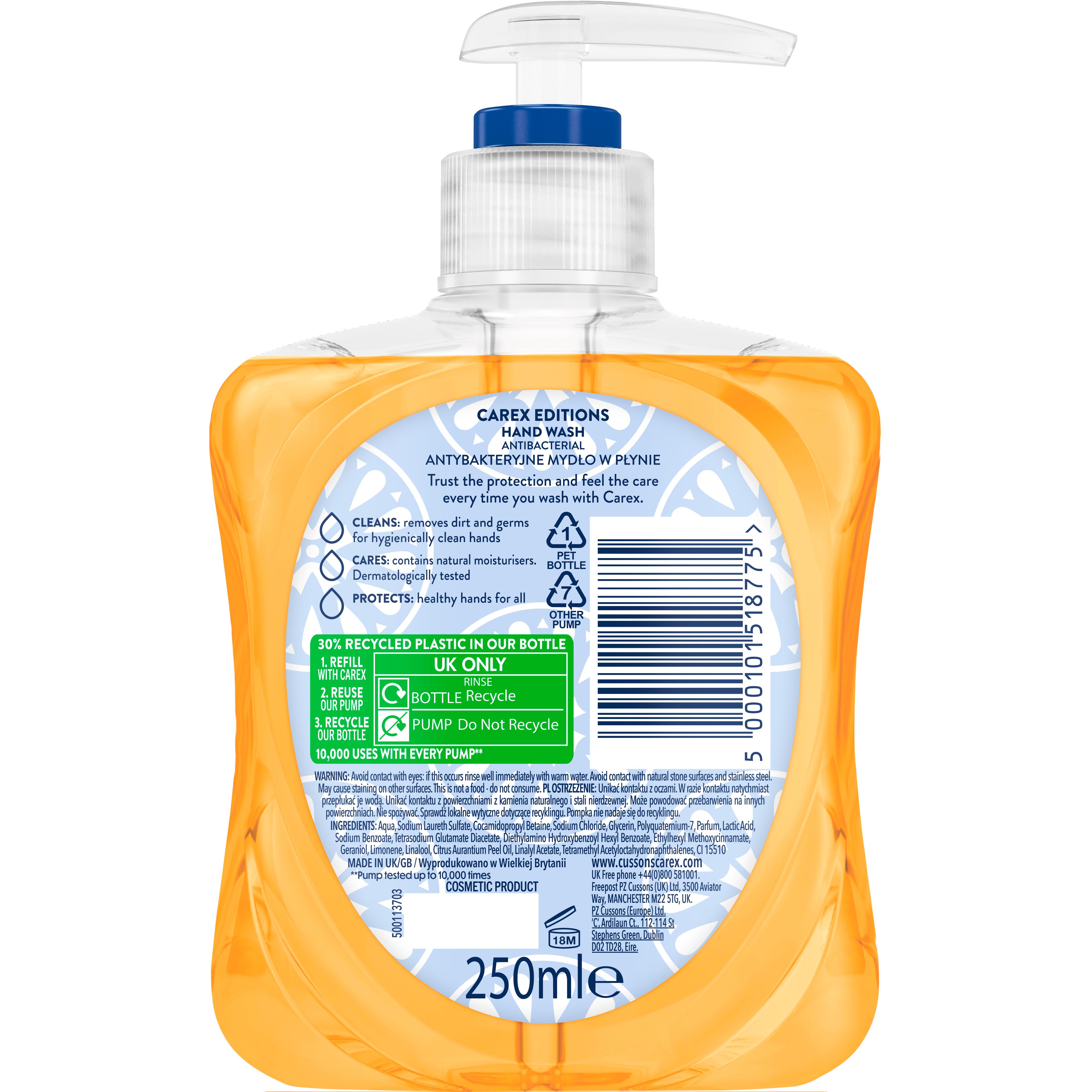 Carex 250ml Editions Seville Escape Mandarin & Mango Antibacterial Hand Wash thumbnail 2