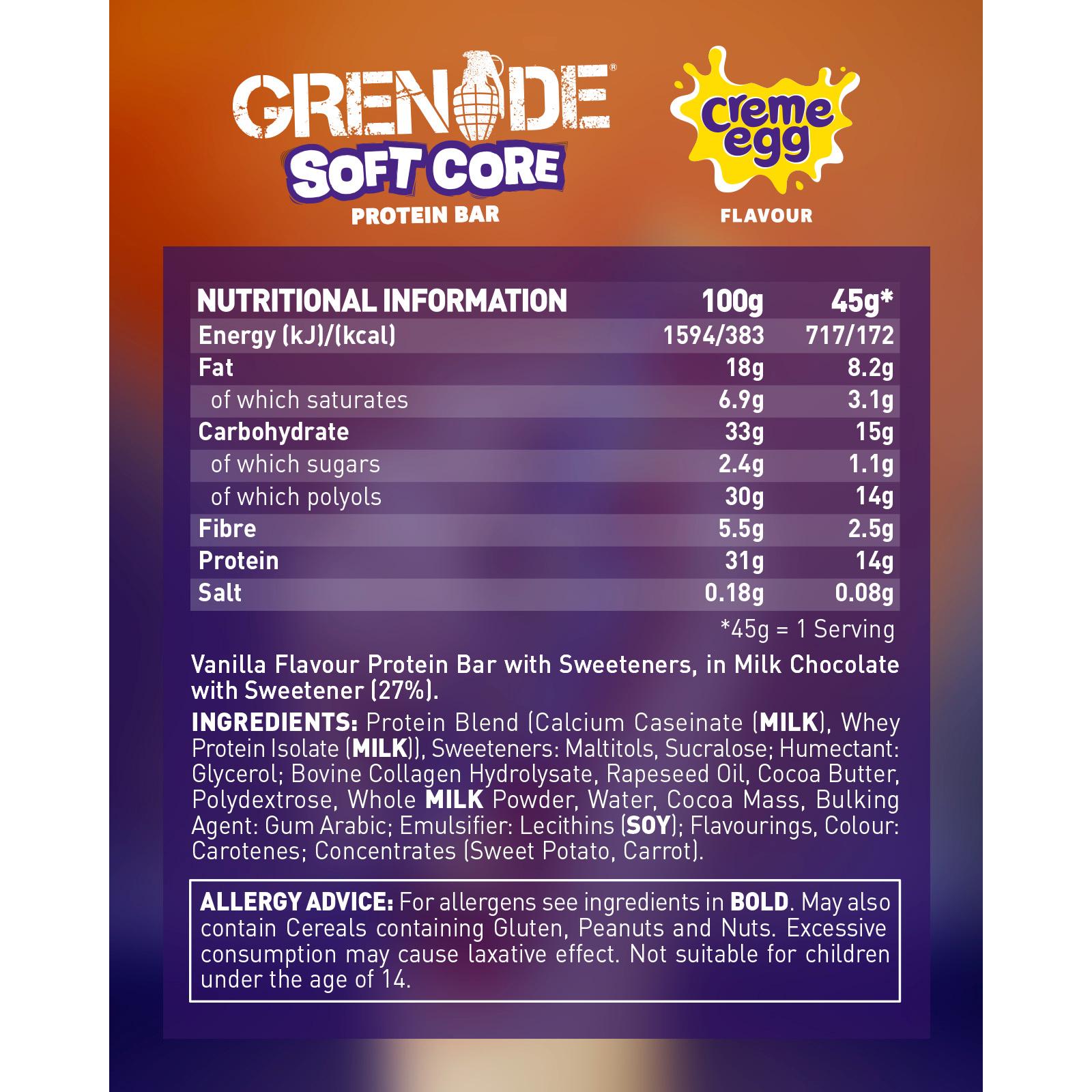 Grenade 45g Soft Core Creme Egg Flavour Protein Bar, Limited Edition thumbnail 5