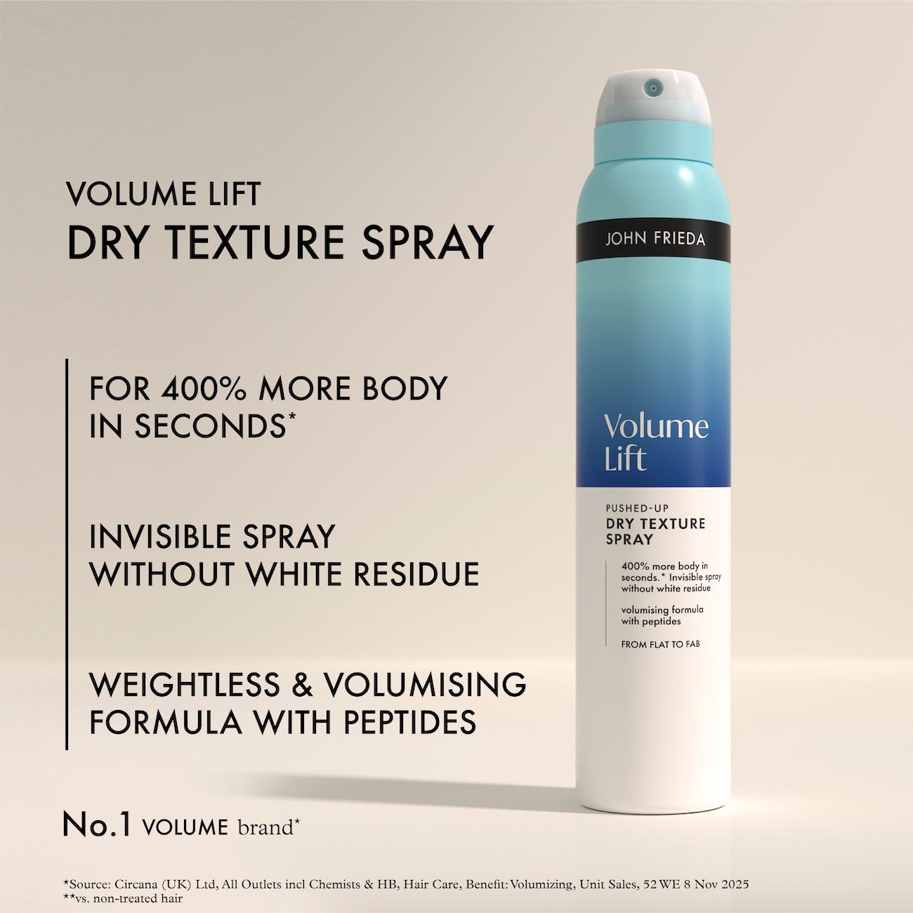 John Frieda 200ml Volume Lift Pushed Up Dry Texture Spray thumbnail 2