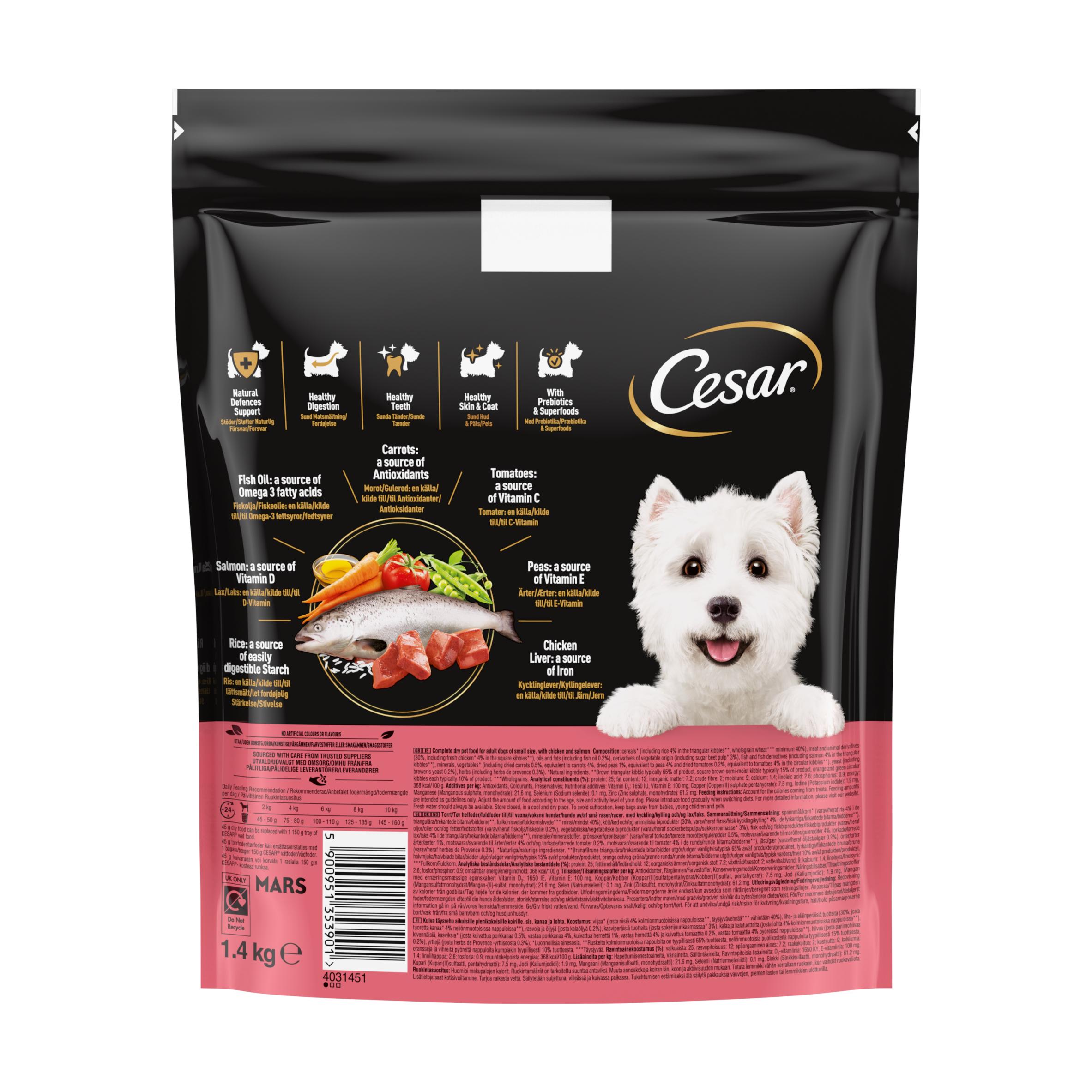 Cesar 1.4kg Fresh Chicken, Salmon & Vegetables Adult Dry Dog Food thumbnail 6
