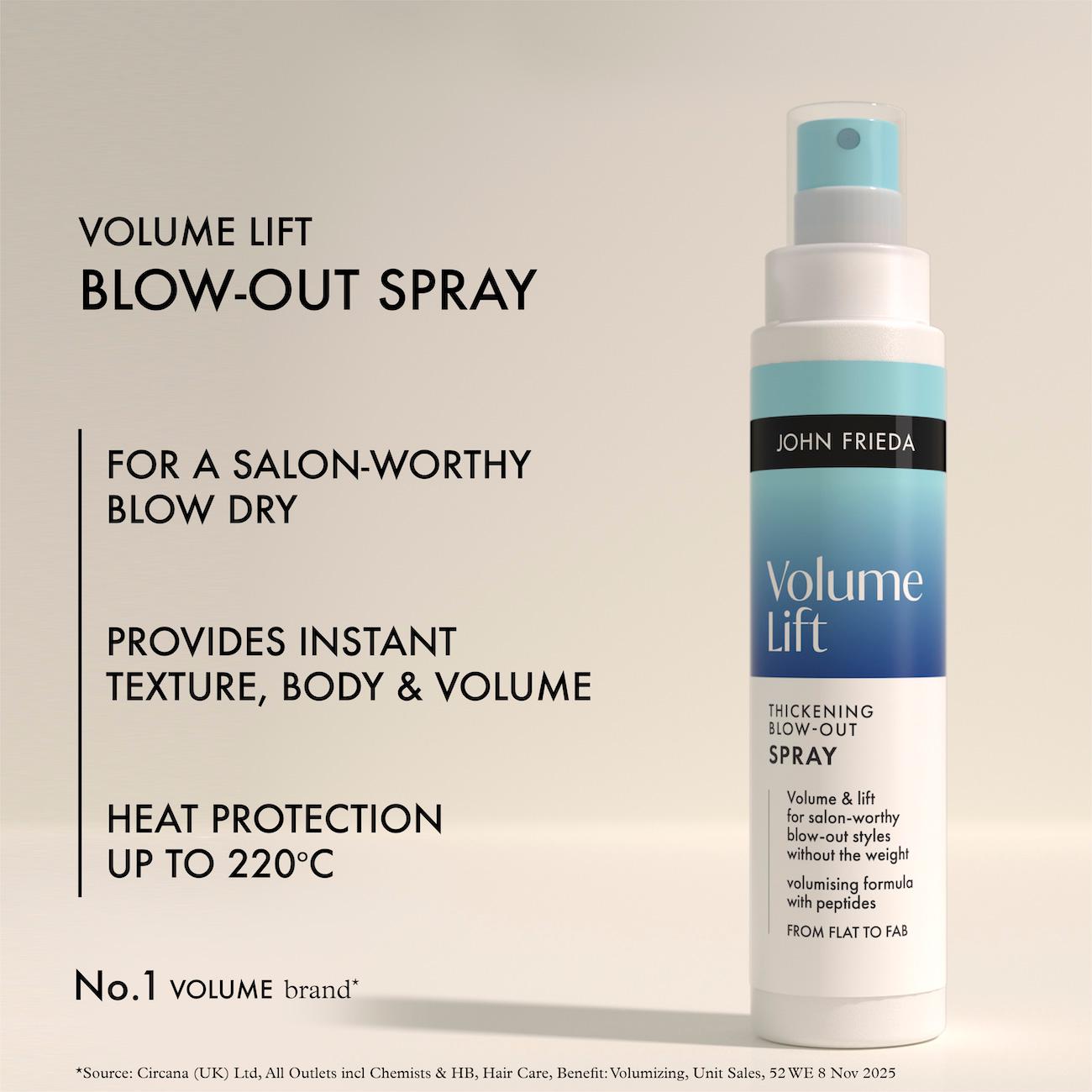 John Frieda 100ml Volume Lift Thickening Blow Out Hair Spray thumbnail 3