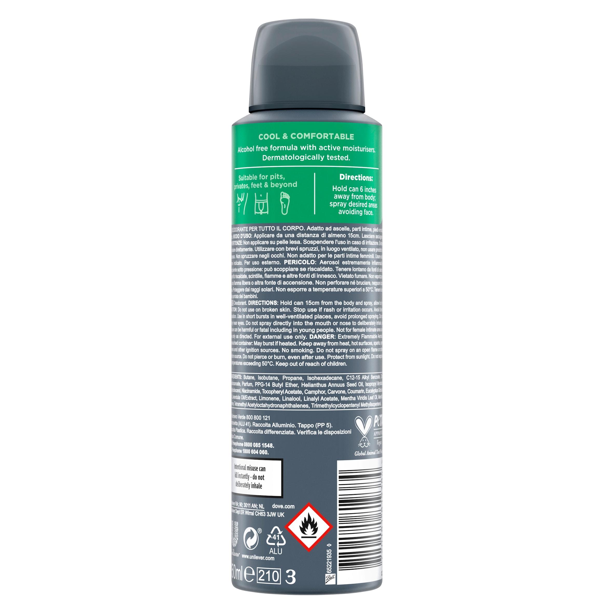 Dove Men+Care 150ml Bamboo & Aloe Whole Body Deodorant Spray thumbnail 6