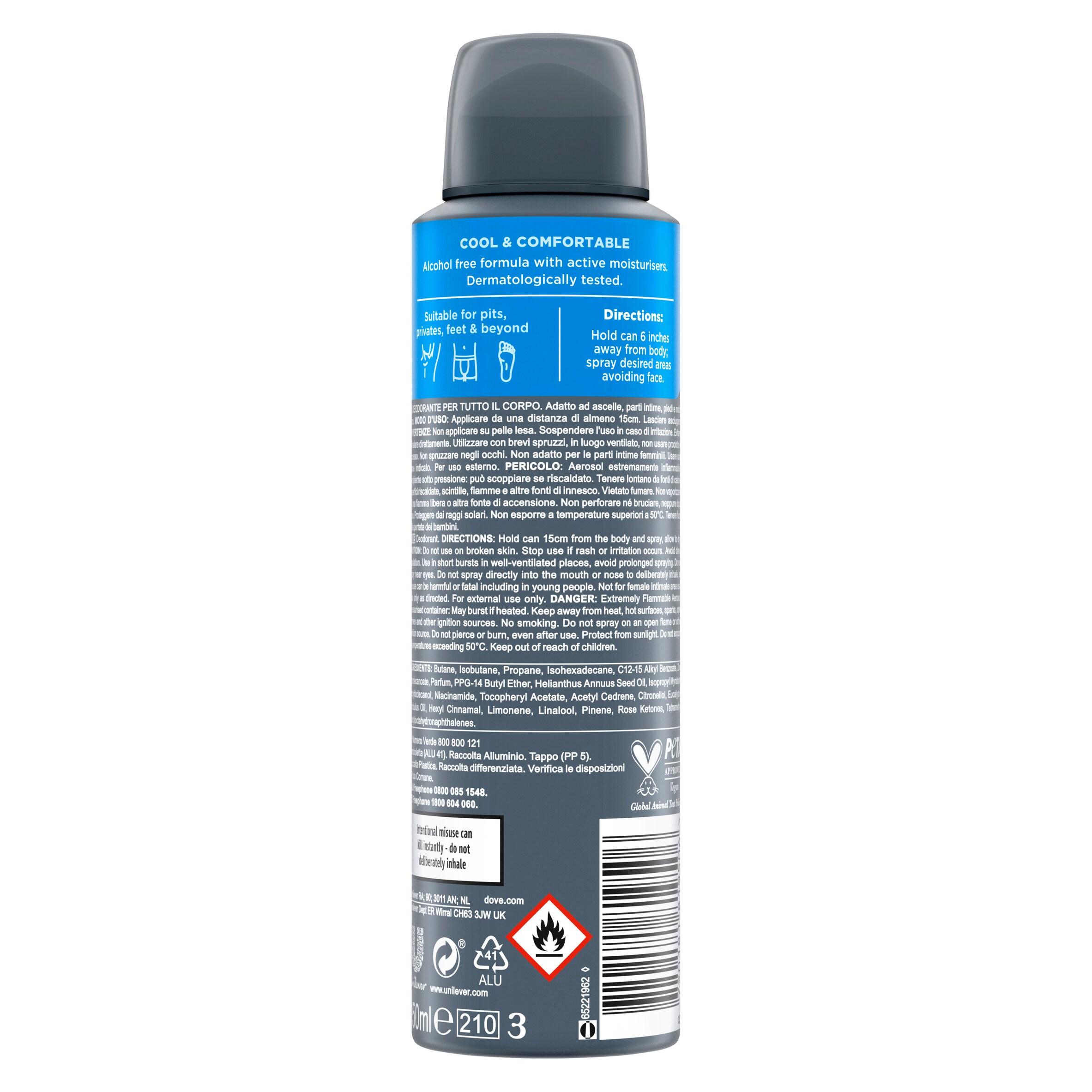 Dove Men+Care 150ml Marine & Blue Cypress Whole Body Deodorant Spray thumbnail 6