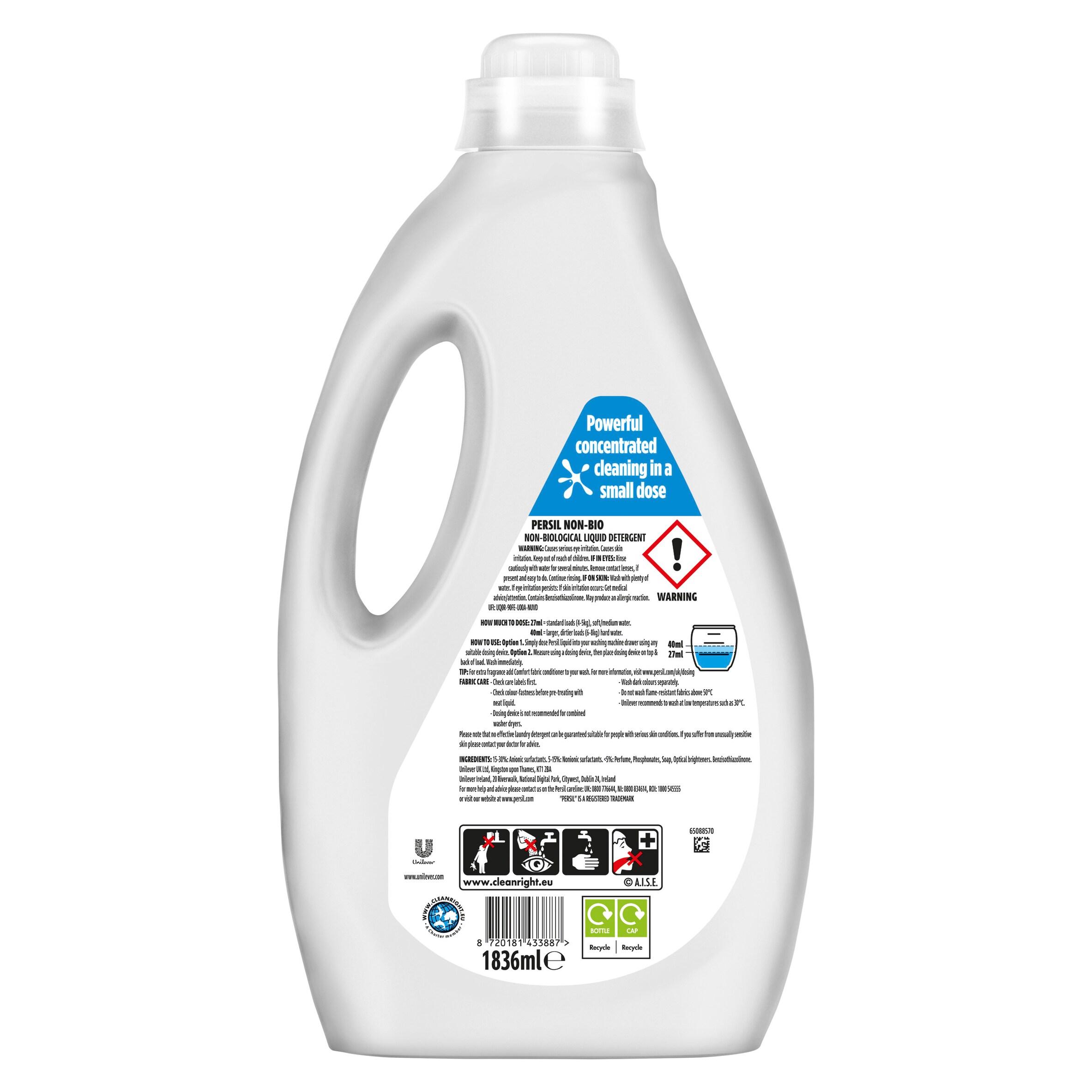 Persil 68 Washes Non Bio Laundry Washing Liquid Detergent 1.836L thumbnail 6