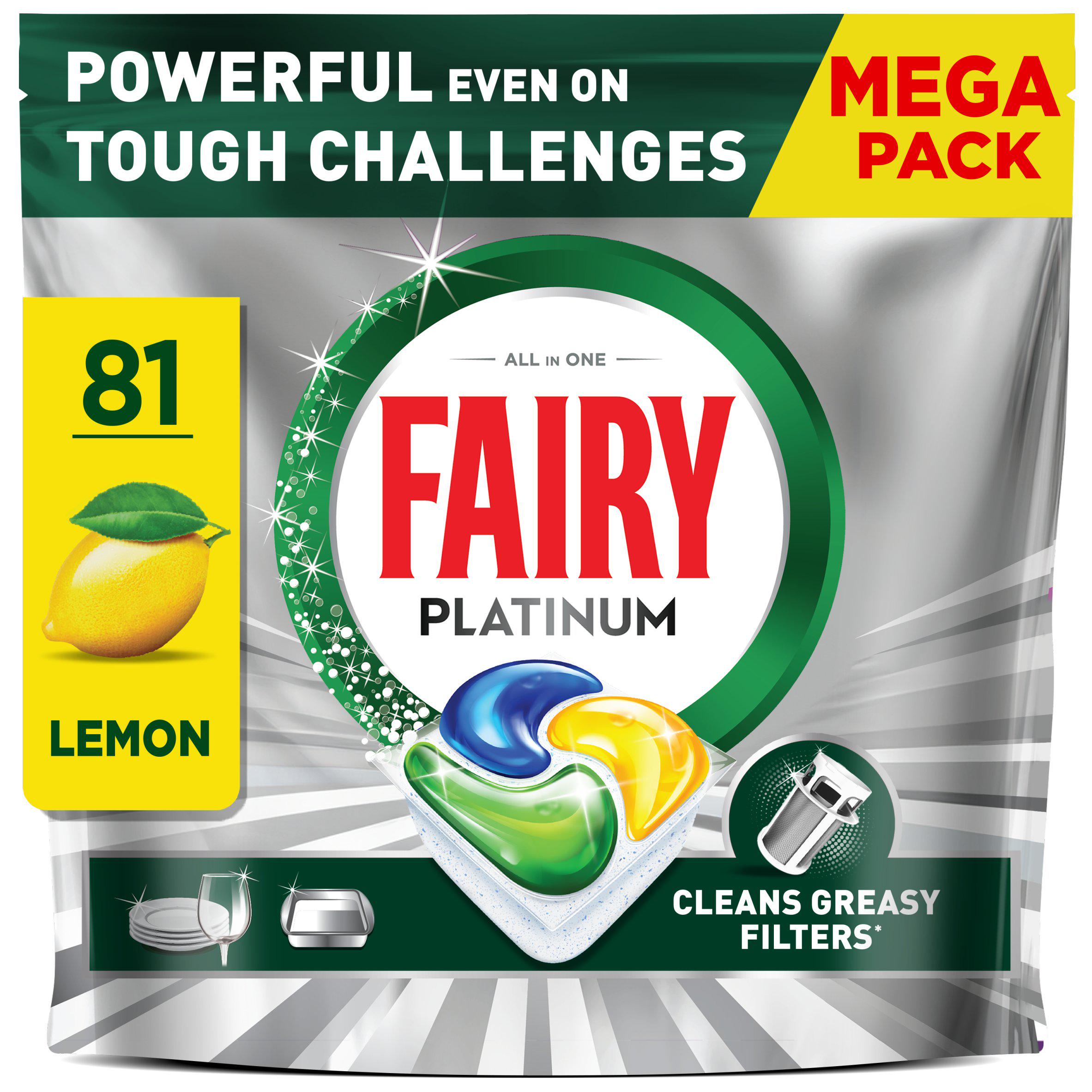 Fairy Platinum All In One Mega pack Lemon 81 Dishwasher Tablets 1207g