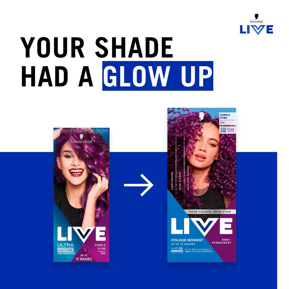 Schwarzkopf 094 Purple Punk Live Colour Moment Semi Permanent Hair Dye thumbnail 2