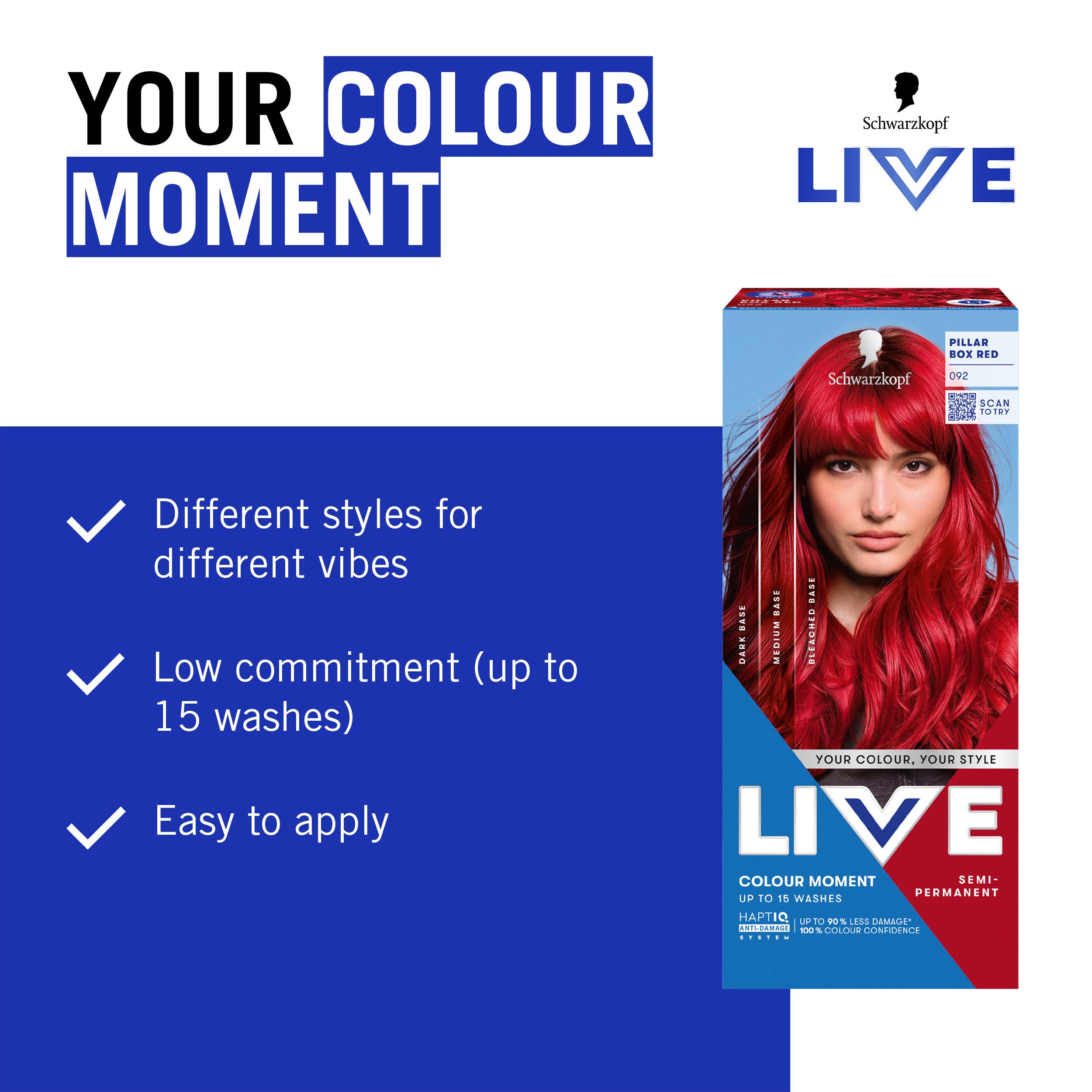 Schwarzkopf 092 Pillar Box Red Live Colour Moment Semi Permanent Hair Dye thumbnail 3
