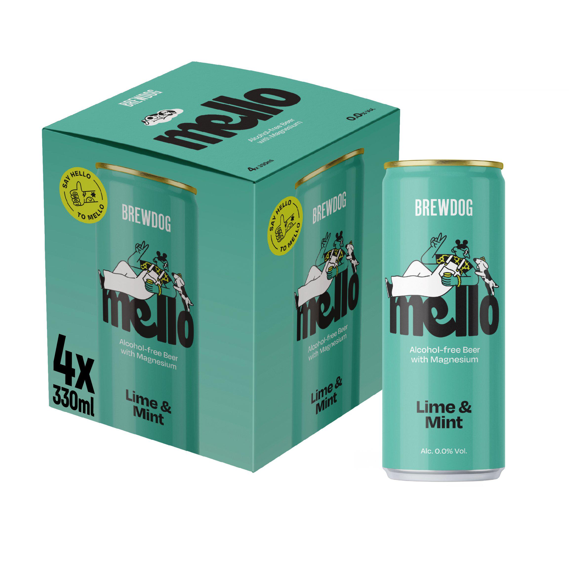 BrewDog 4 x 330ml 0.0% Alcohol Free Beer Mello Lime & Mint