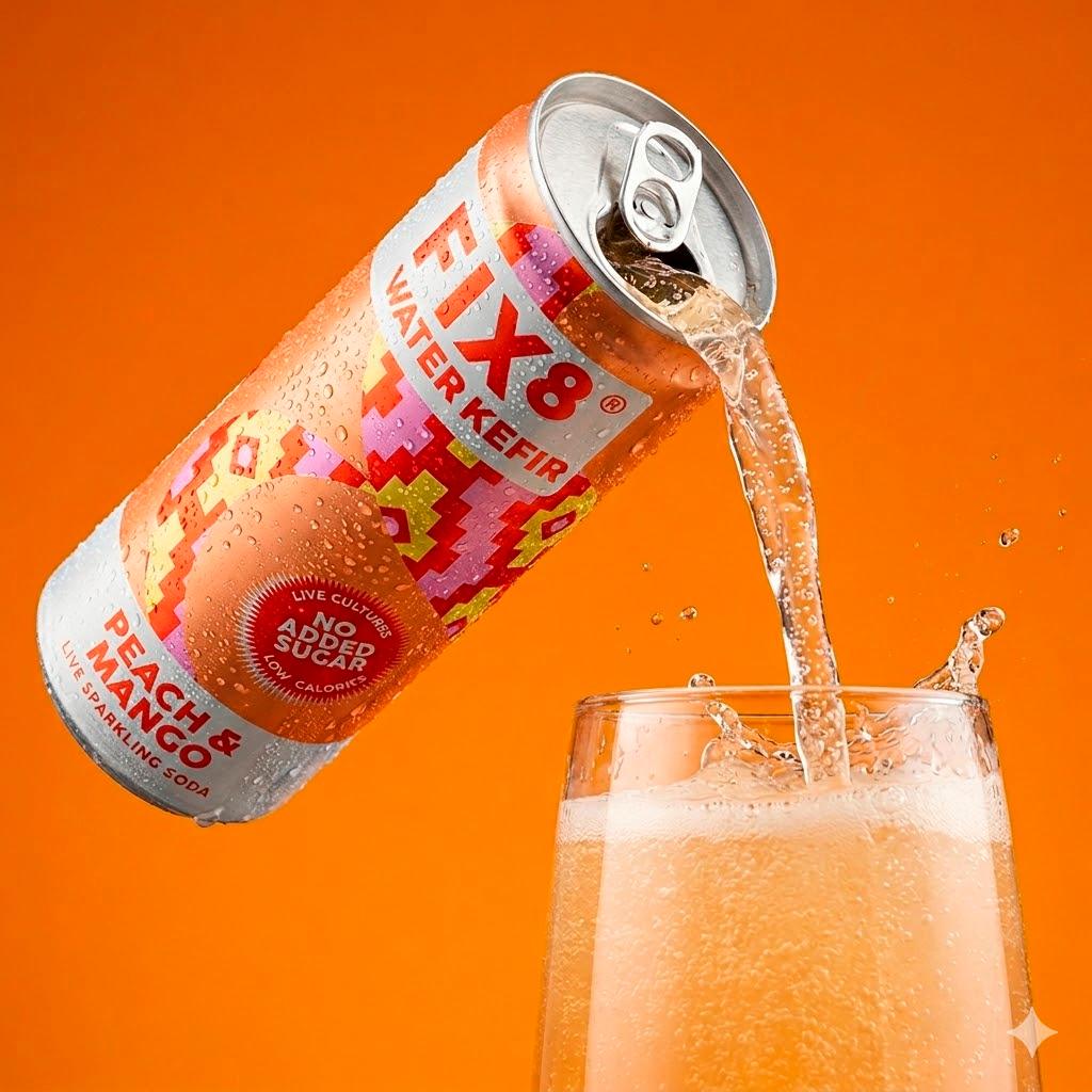 Fix8 Water Kefir Peach & Mango Live Sparkling Soda 4 x 250ml thumbnail 6