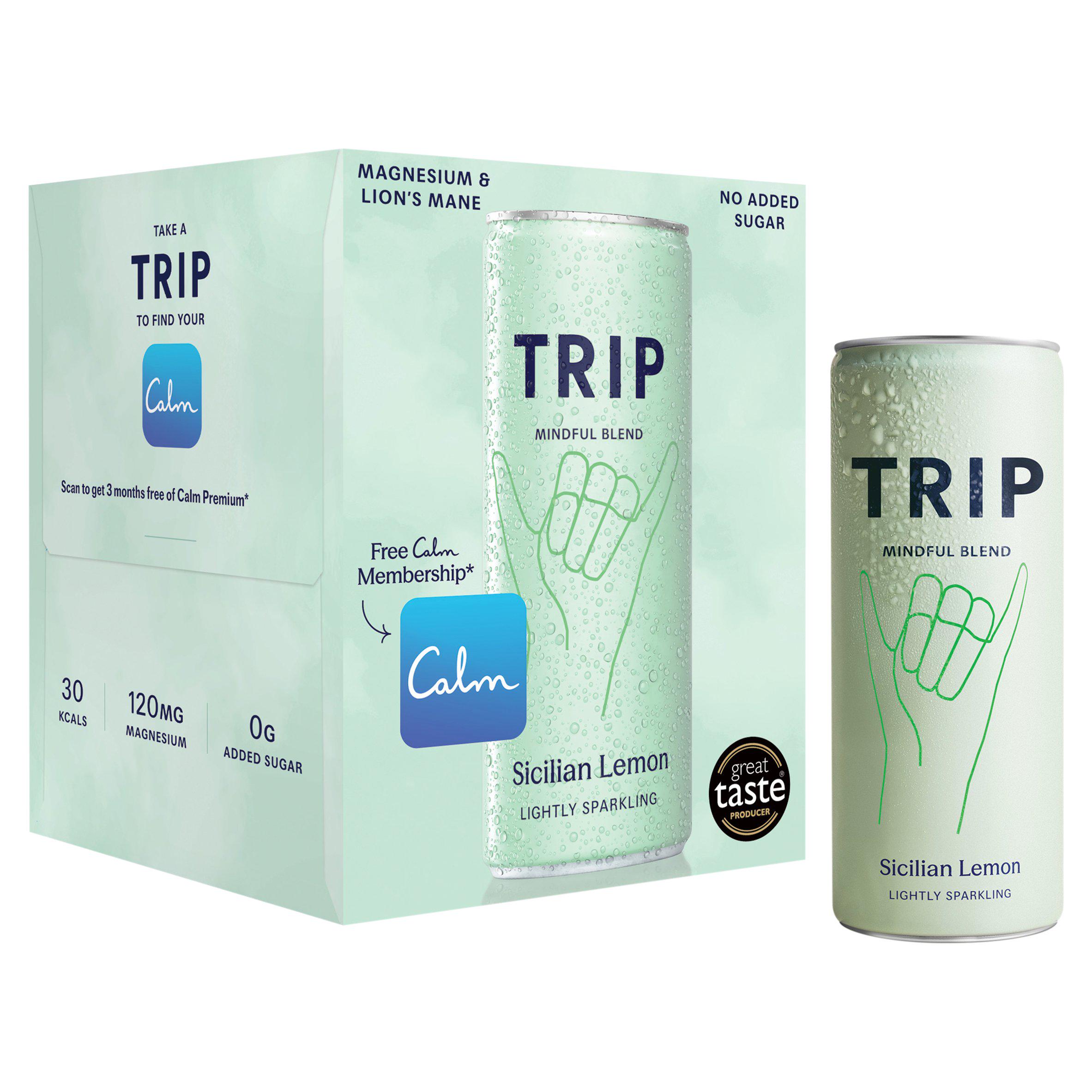 Trip Mindful Blend Lightly Sparkling Sicilian Lemon 4 x 250ml