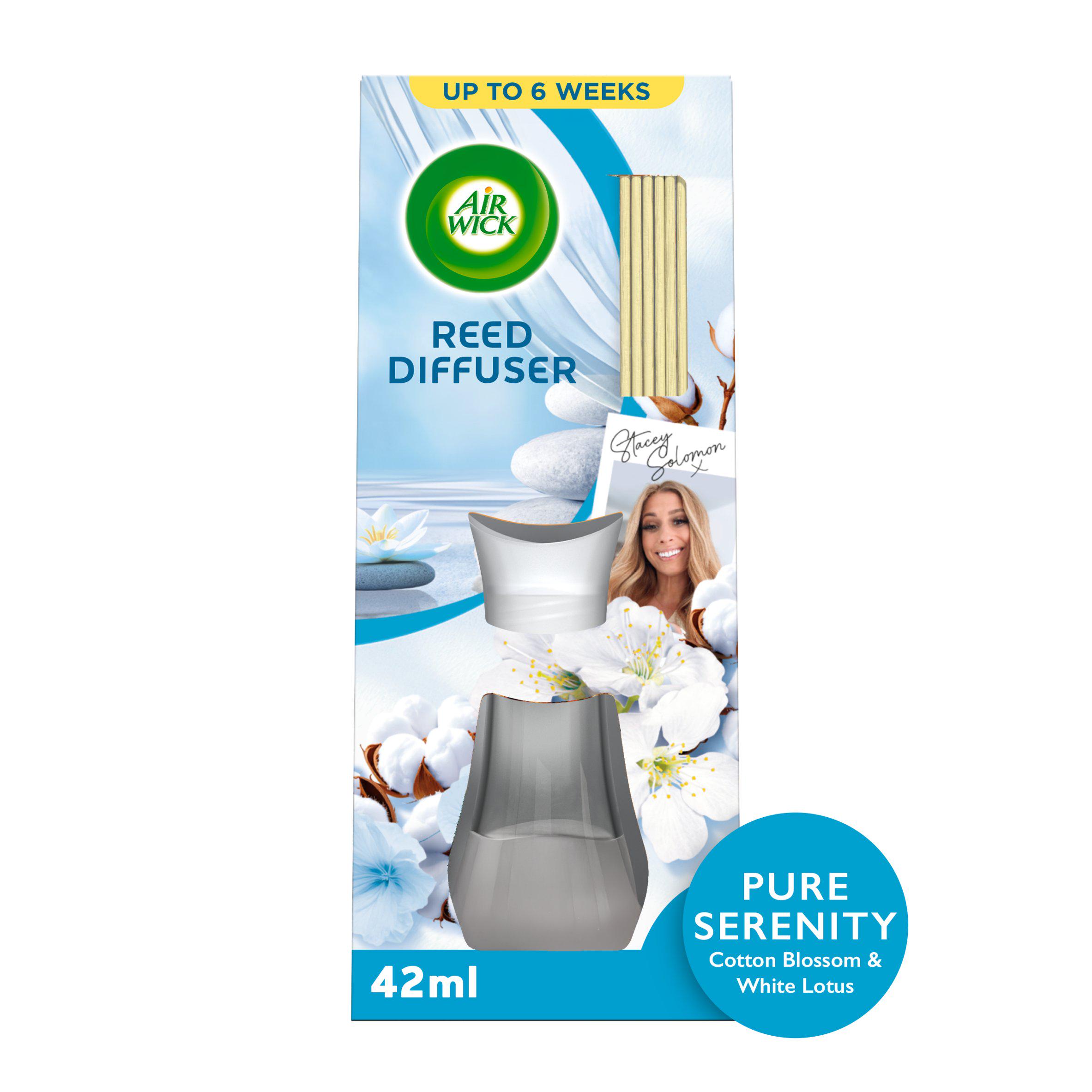 Air Wick Reed Diffuser, Fresh Cotton & Apple Blossom Reed 42ml Air Freshener, 42ml