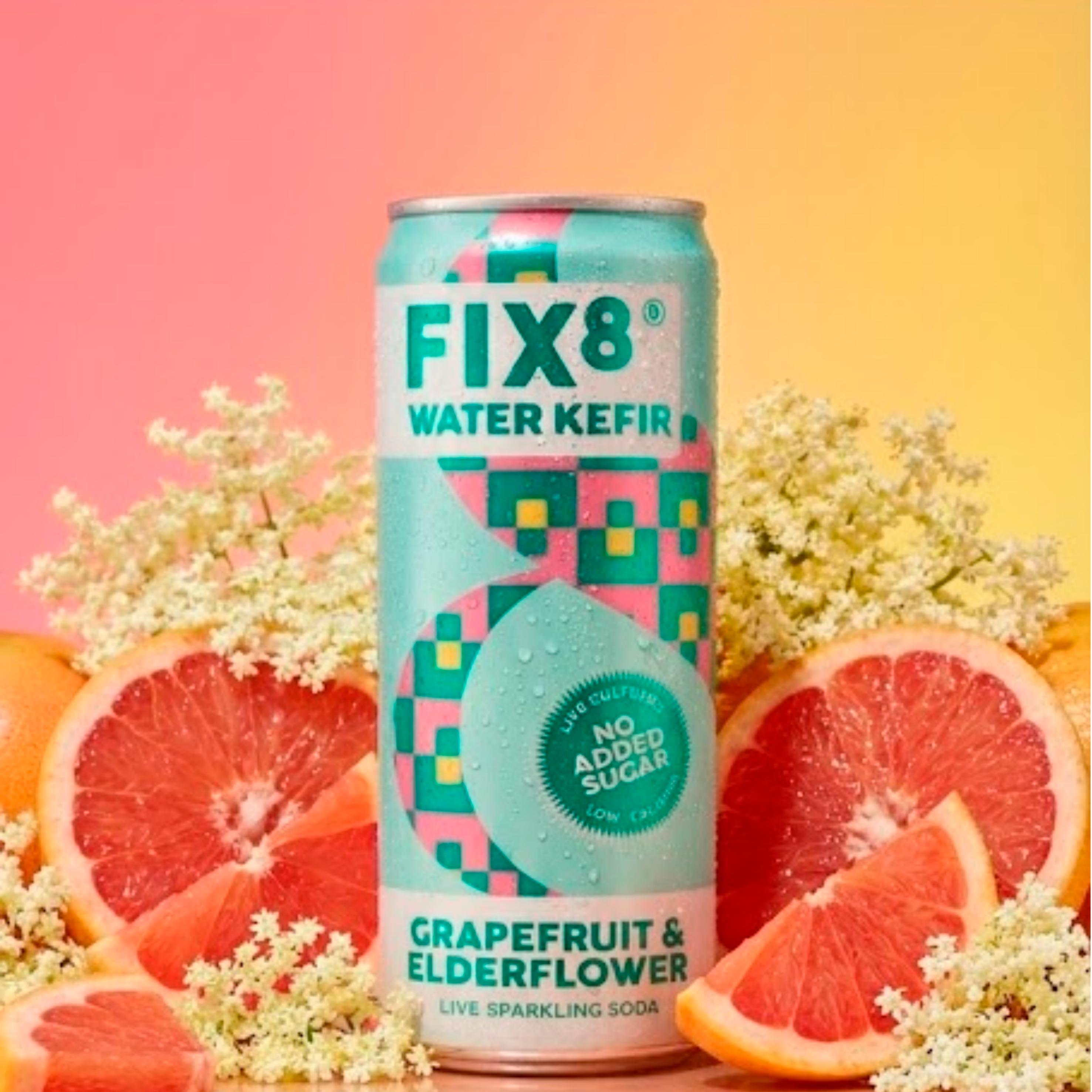 Fix8 Water Kefir Grapefruit & Elderflower Live Sparkling Soda 4 x 250ml thumbnail 5