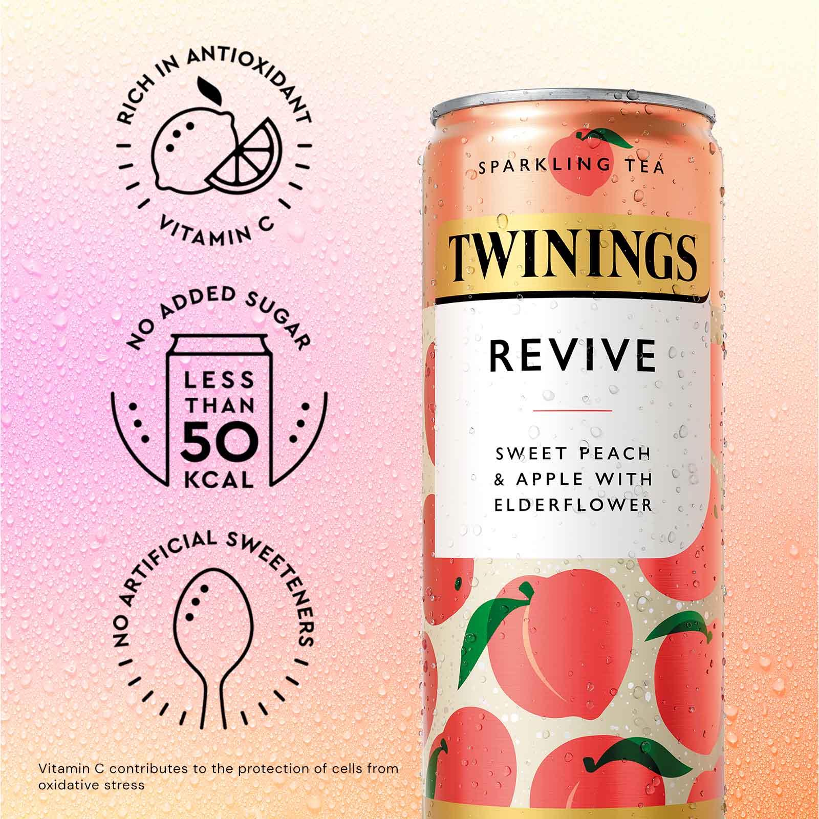 Twinings Revive Sweet Peach & Apple with Elderflower Sparkling Tea 250ml thumbnail 3