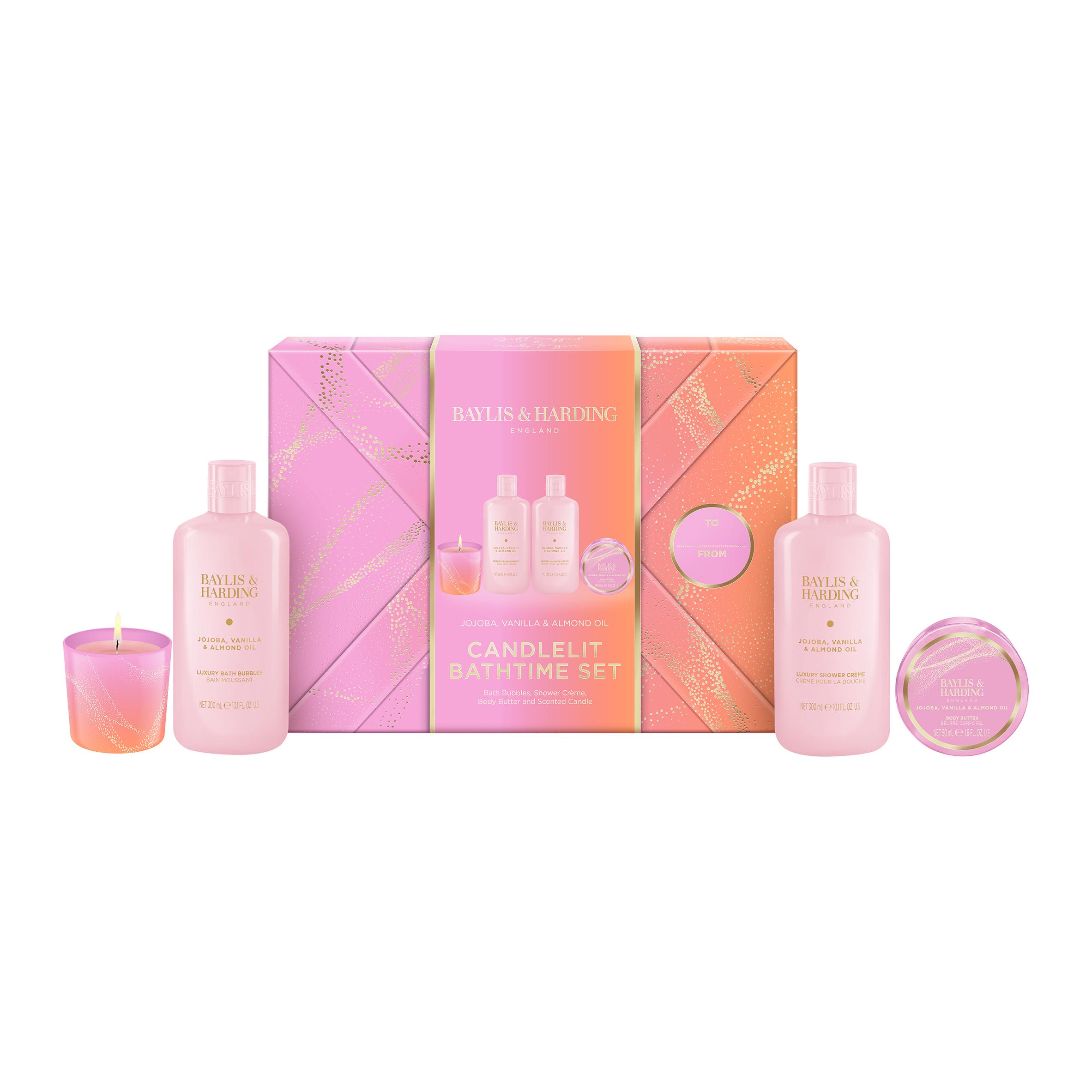 Baylis & Harding Jojoba, Vanilla & Almond Oil Gift Wrapped Candlelit Gift Set thumbnail 2