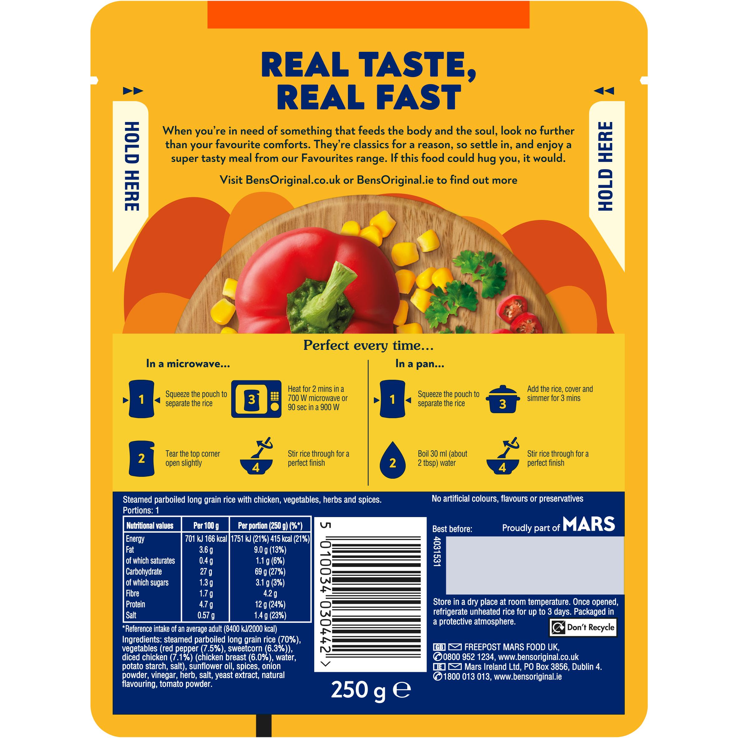 Ben's Original 250g Favourites Peri Peri Chicken & Vegetable Microwave Rice Meal thumbnail 2