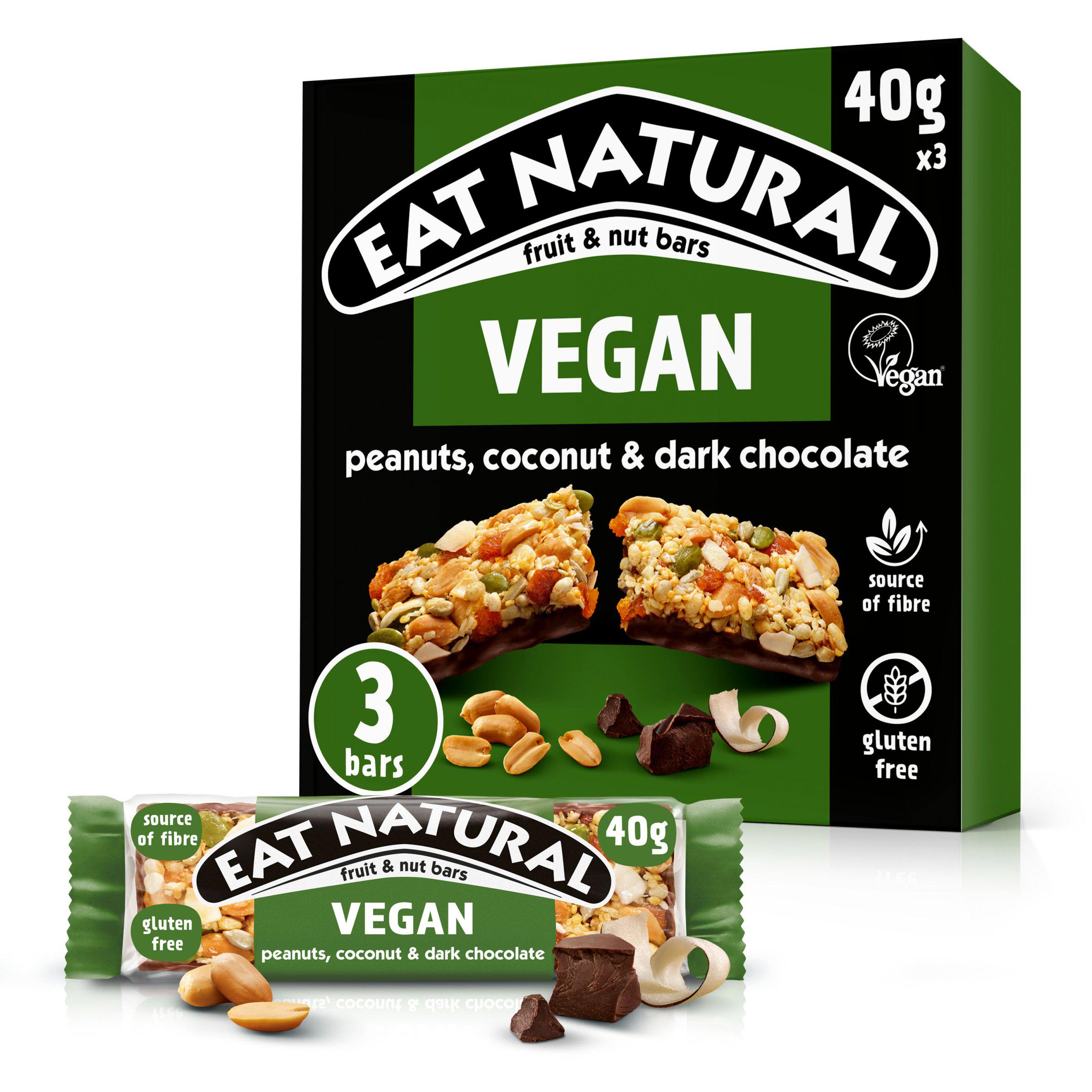 Eat Natural 3 x 40g Peanuts, Coconut & Dark Chocolate Fruit & Nut Cereal Bars