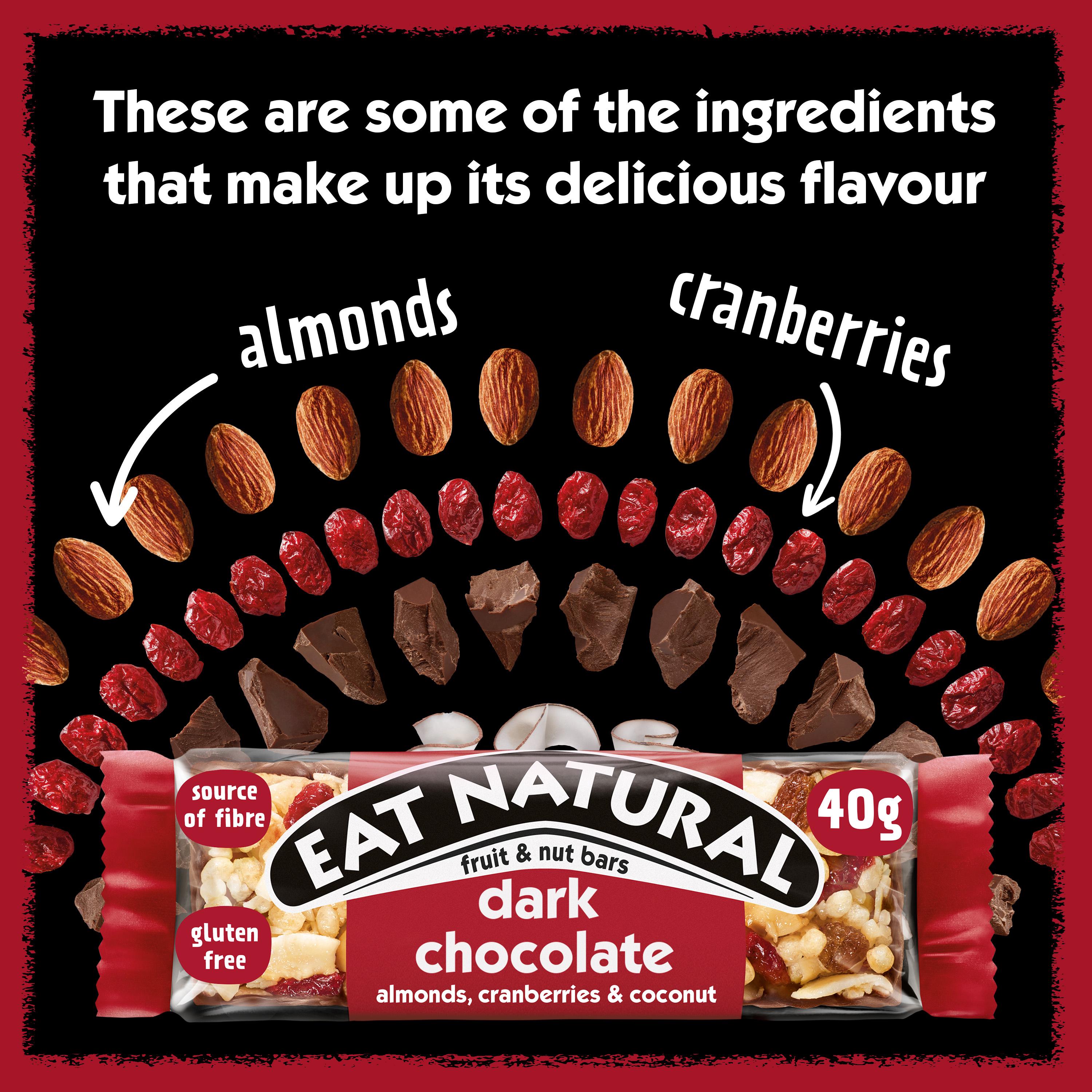 Eat Natural 3 x 40g Almonds, Cranberries & Coconut Dark Chocolate Cereal Bars thumbnail 3