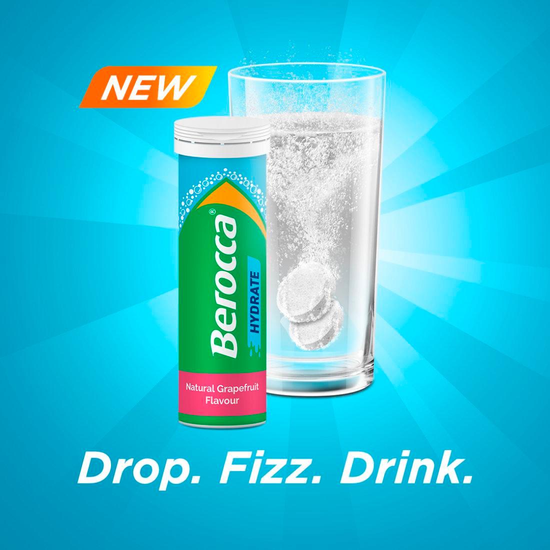 Berocca 20 x Hydrate Natural Grapefruit Flavour Effervescent Tablets thumbnail 5