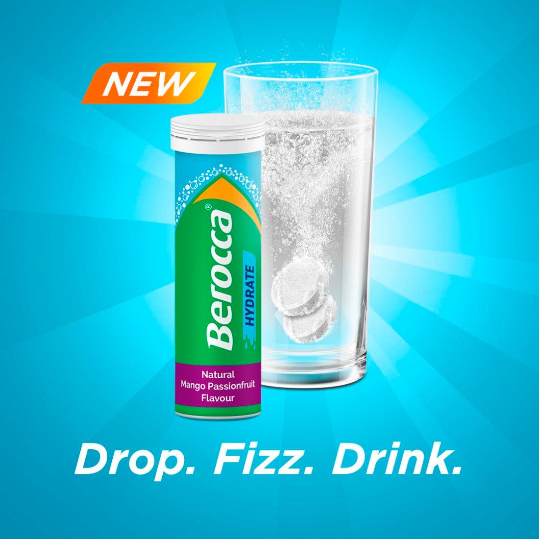 Berocca 20 x Hydrate Natural Mango Passionfruit Flavour Effervescent Tablet thumbnail 5