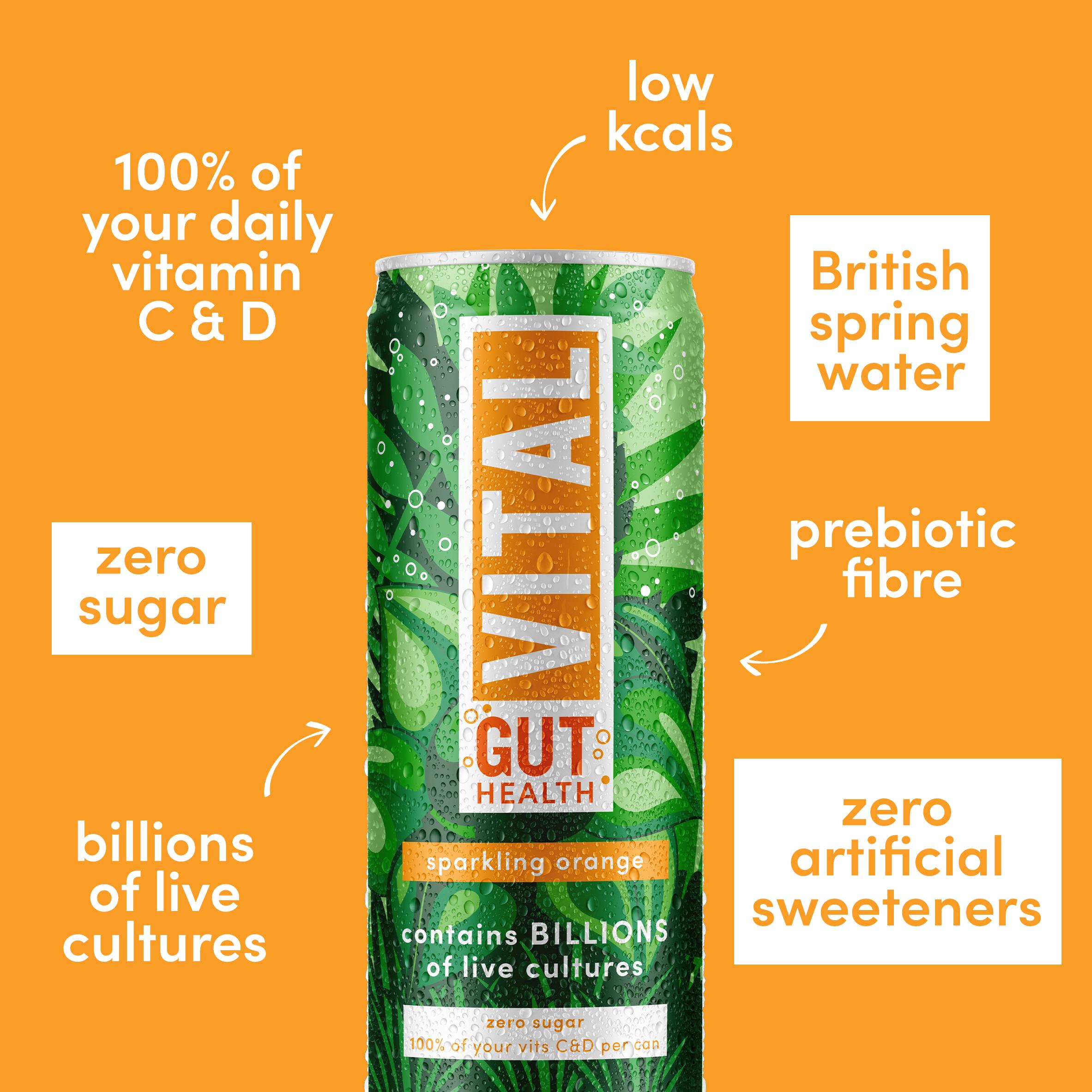 Vital Gut Healthy Sparkling Orange 4 x 330ml thumbnail 2