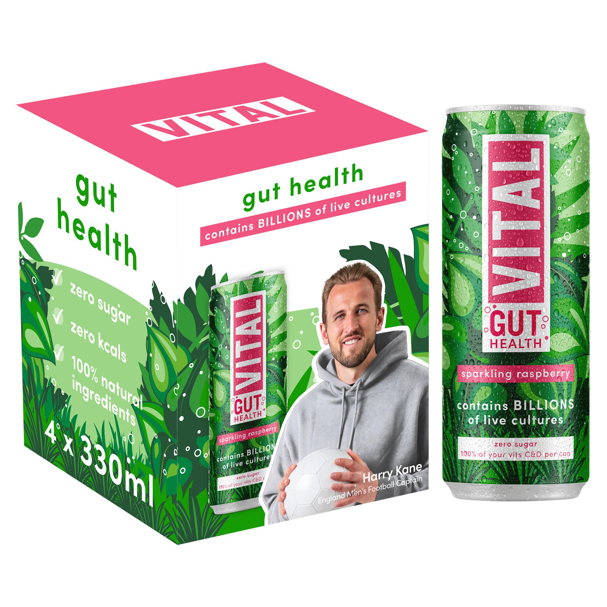 Vital Gut Healthy Sparkling Raspberry 4 x 330ml