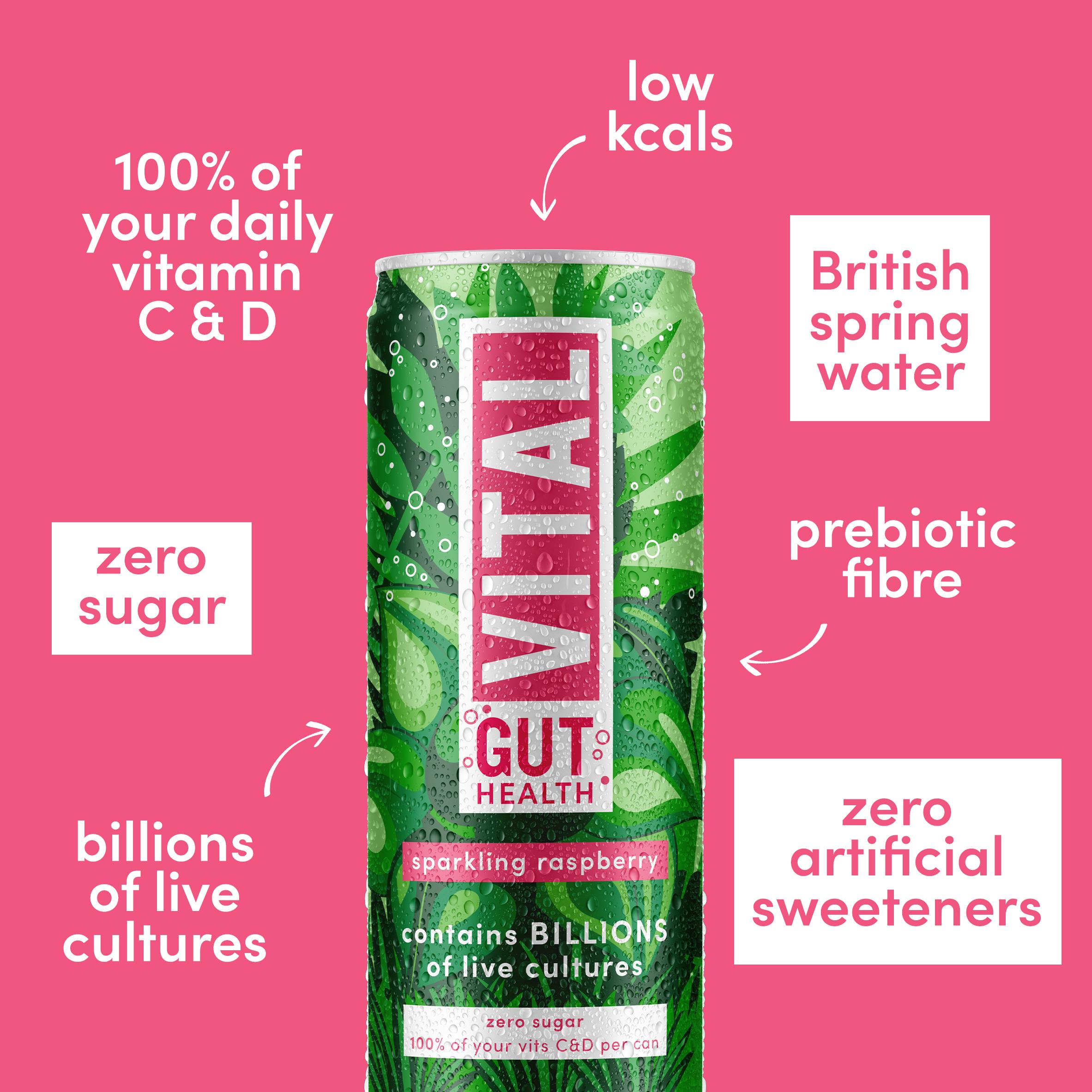 Vital Gut Healthy Sparkling Raspberry 4 x 330ml thumbnail 2