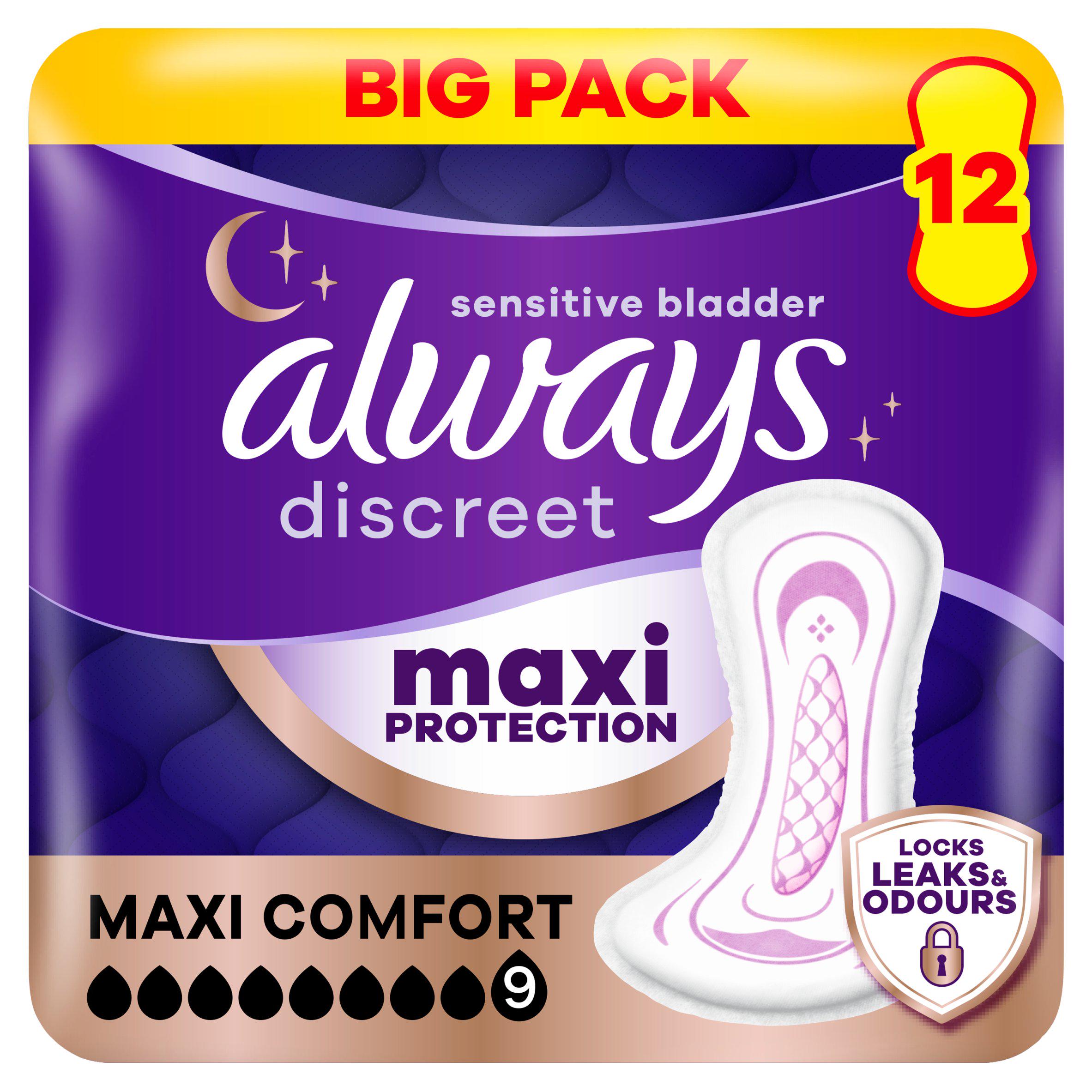 Always Discreet Incontinence Maxi Protection Pads 12 Pack