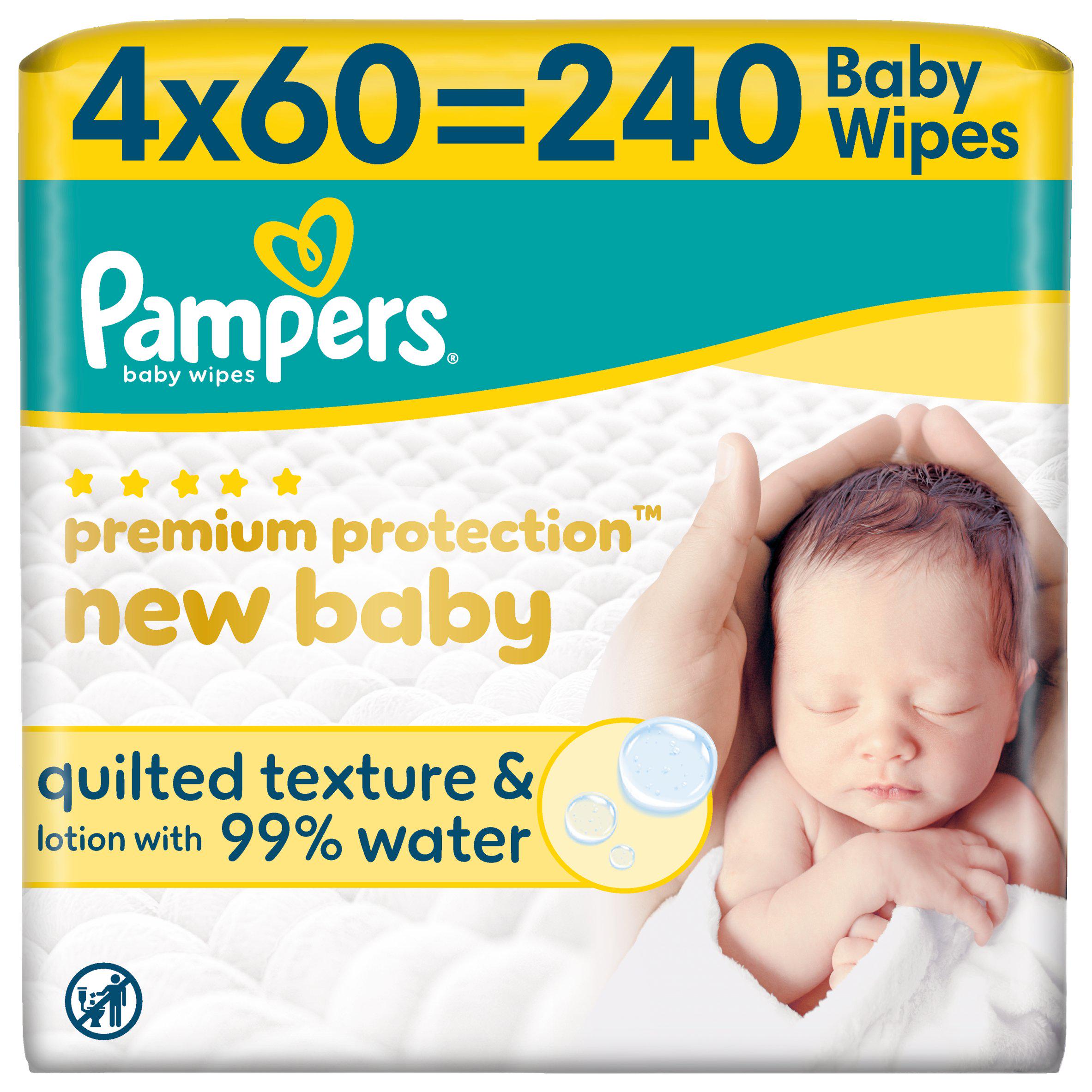 Pampers Premium Protection New Baby Wipes 4x 60 Wipes