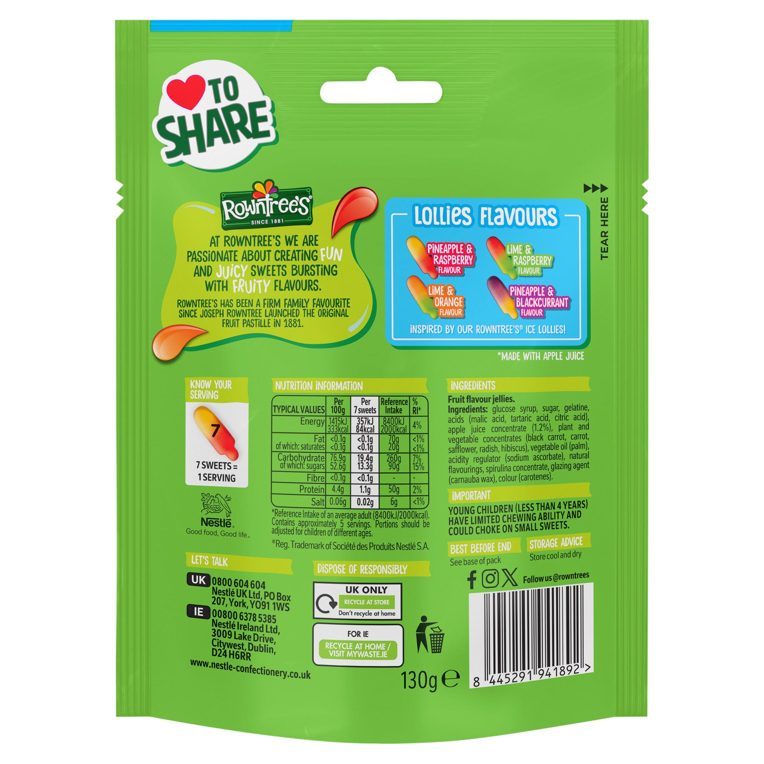 Rowntree's 130g Fruit Pastilles Sweets Sharing Bag Lollies thumbnail 3