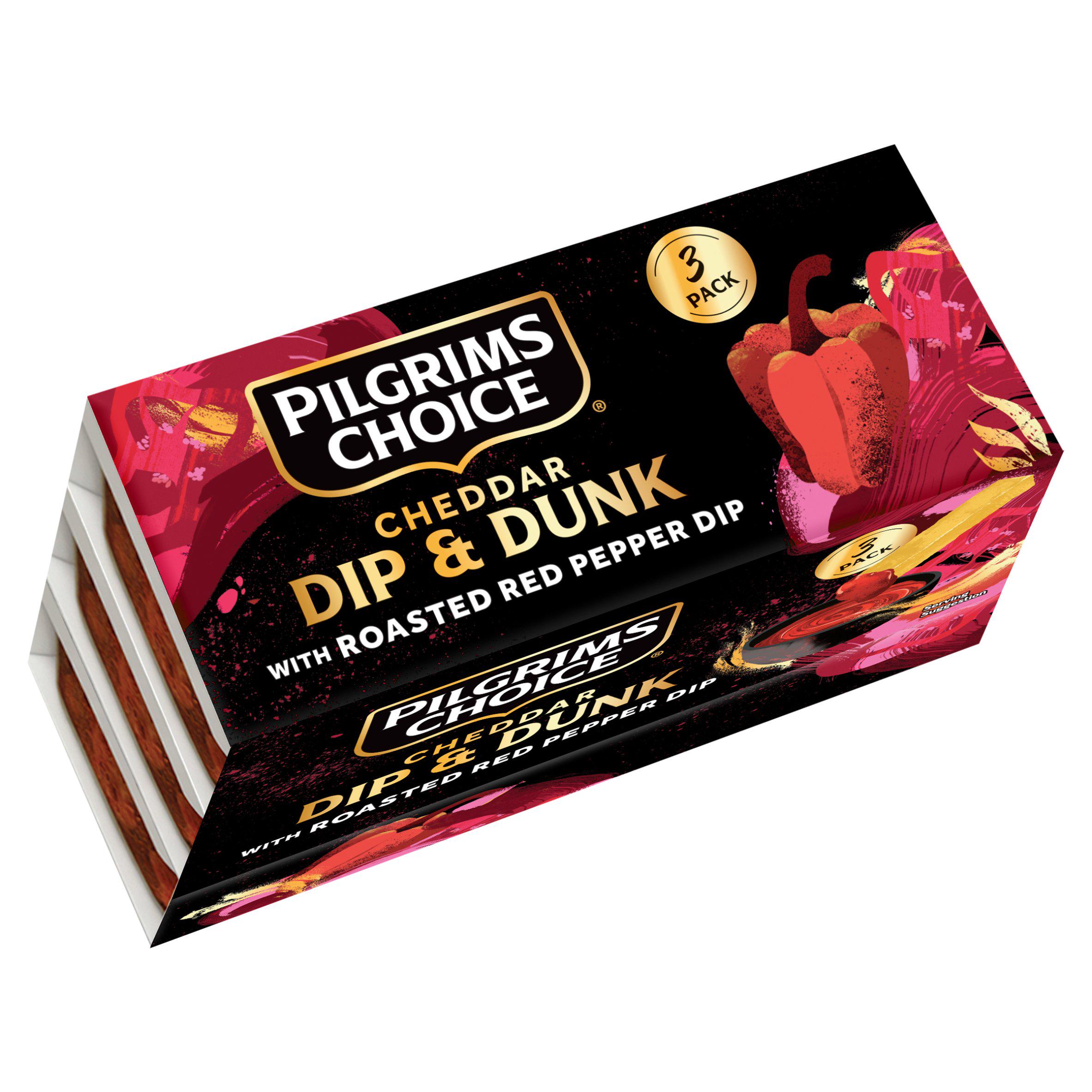 Cheddar Dip & Dunk with Roasted Red Pepper Dip 3 x 52g