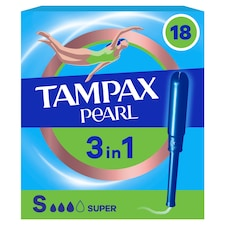 Tampax Pearl Super Tampons Applicator 18 Pack - Image 1