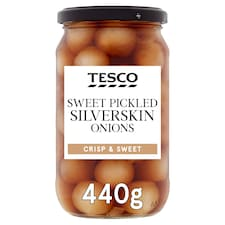 Tesco Sweet Pickled Silverskin Onions 440G - Image 1