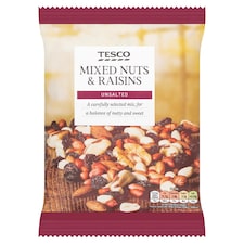 Tesco Unsalted Mixed Nuts & Raisins 500G