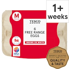 Tesco Free Range Eggs Medium 6 Pack