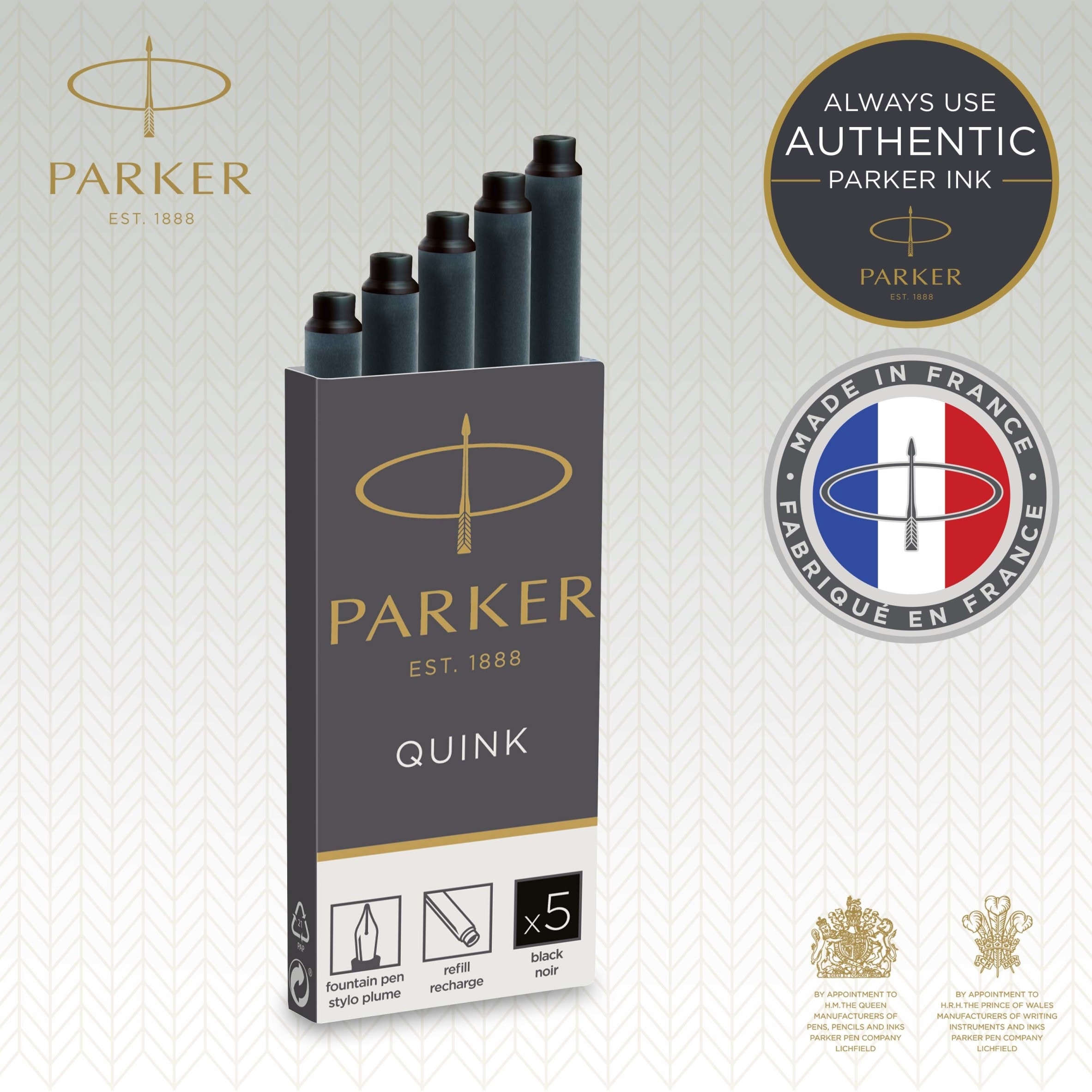 Parker Fountain Pen Refills, Long Black Cartridges, 10 Count thumbnail 2