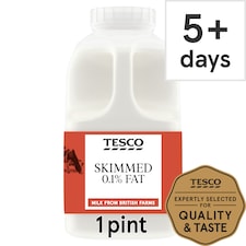 Tesco British Skimmed Milk 568Ml, 1 Pint