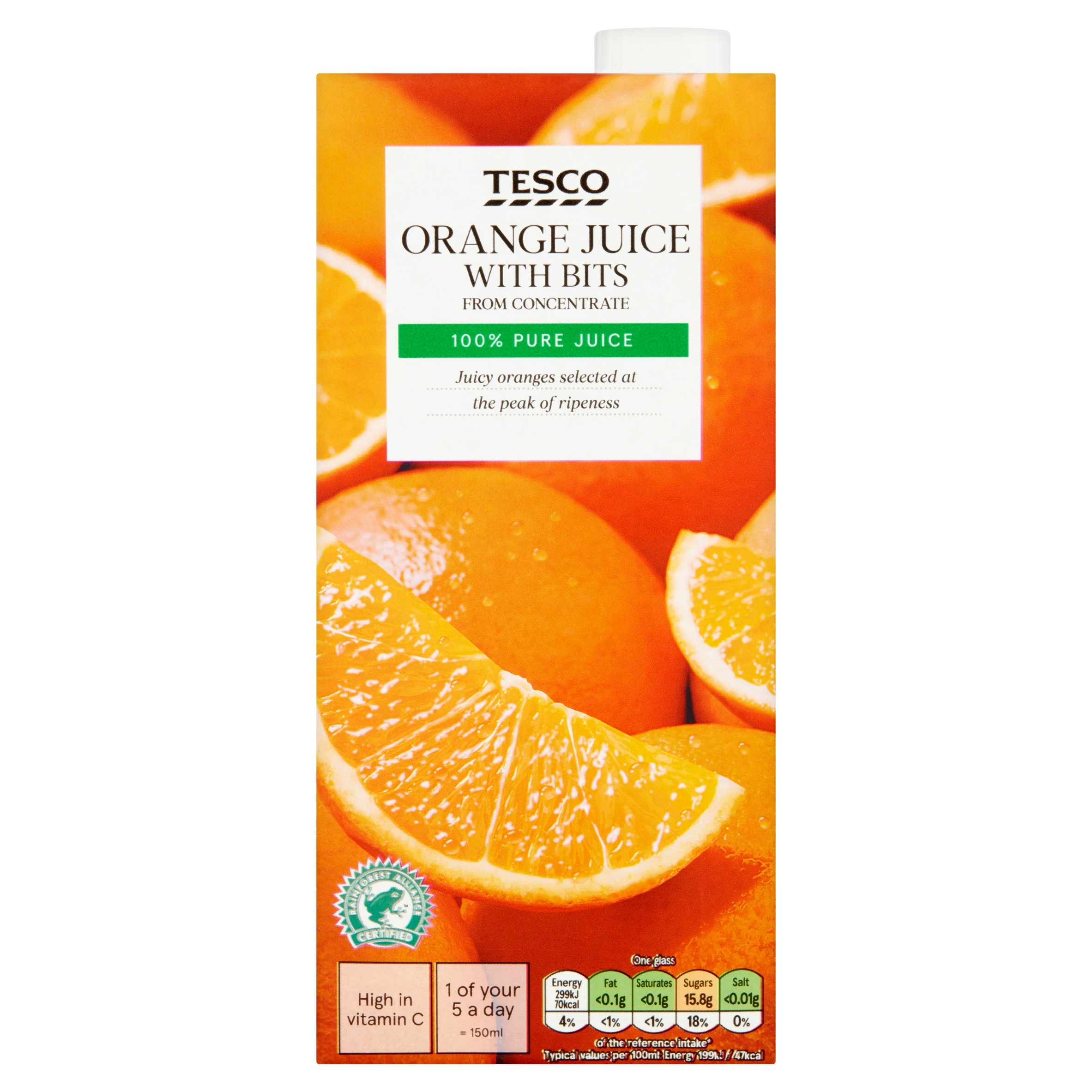 Tesco Pure Orange Juice With Bits 1 Litre