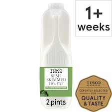 Tesco British Semi Skimmed Milk 1.13L, 2 Pints