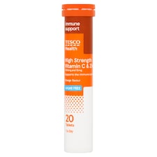 Tesco Health Effervescent Vitamin C Plus Zinc Tablets - Orange Flavour 20s