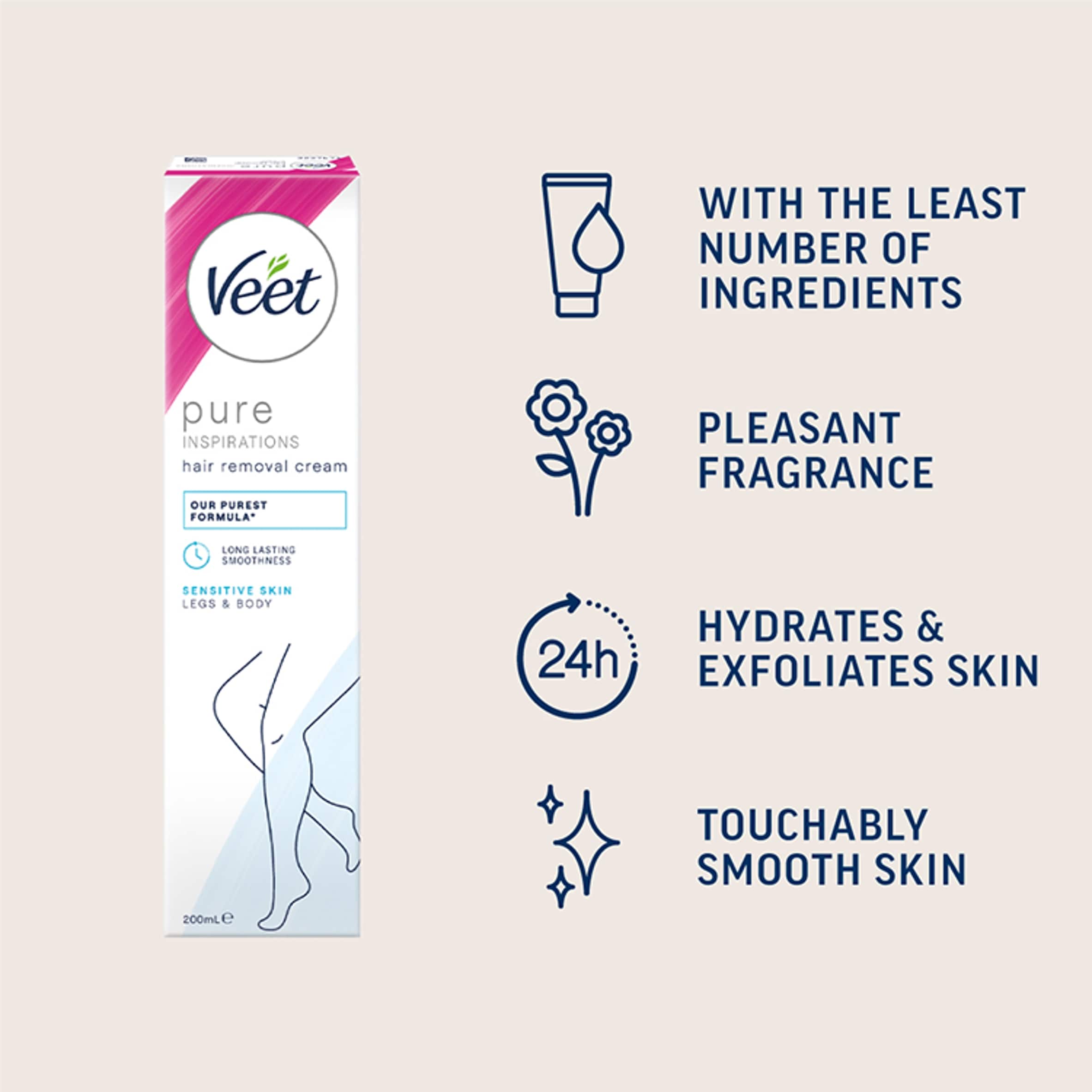 Veet Pure Hair Removal Cream Legs & Body Sensitive 200ml thumbnail 3