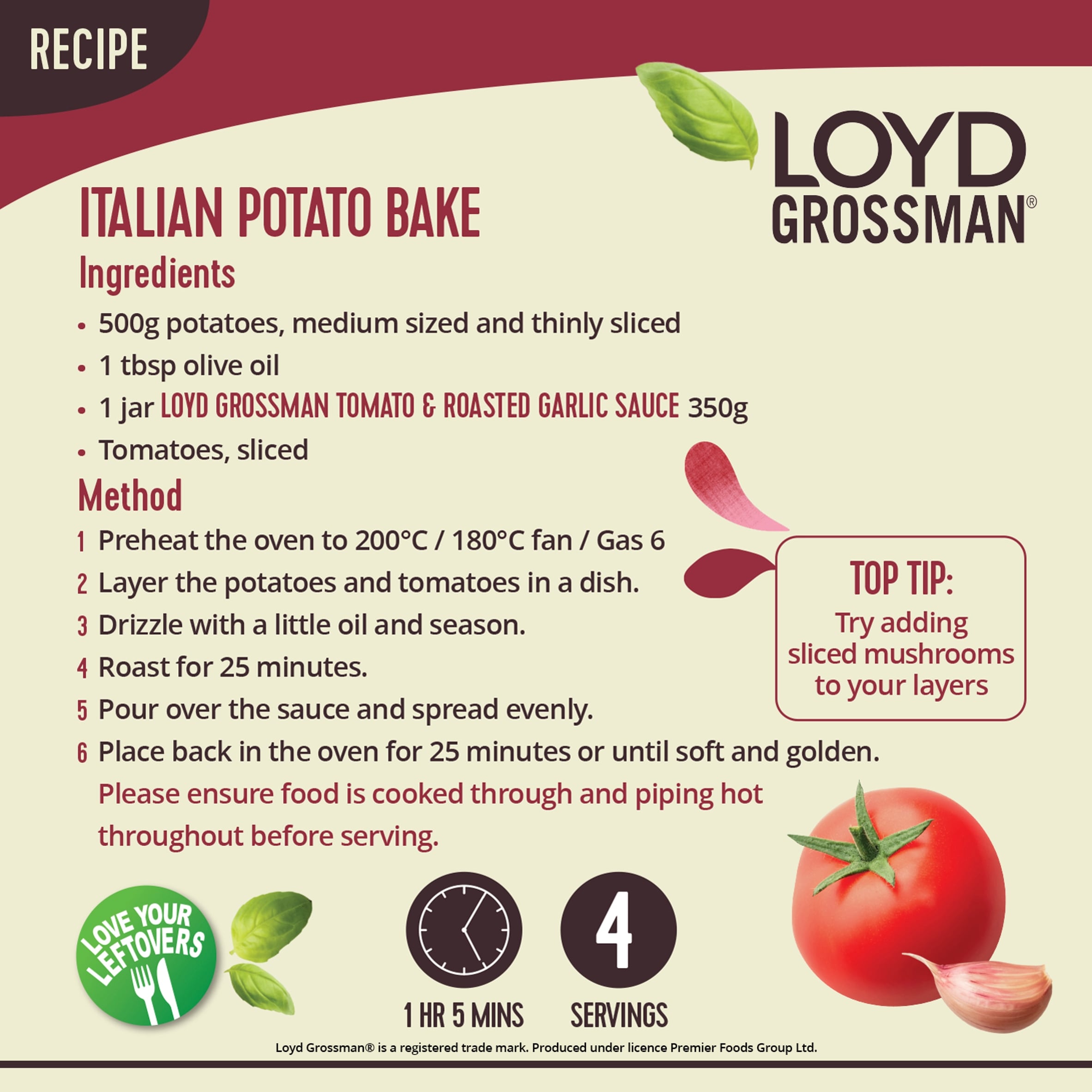 Loyd Grossman Tomato Roasted Garlic Pasta Sauce 350G thumbnail 3