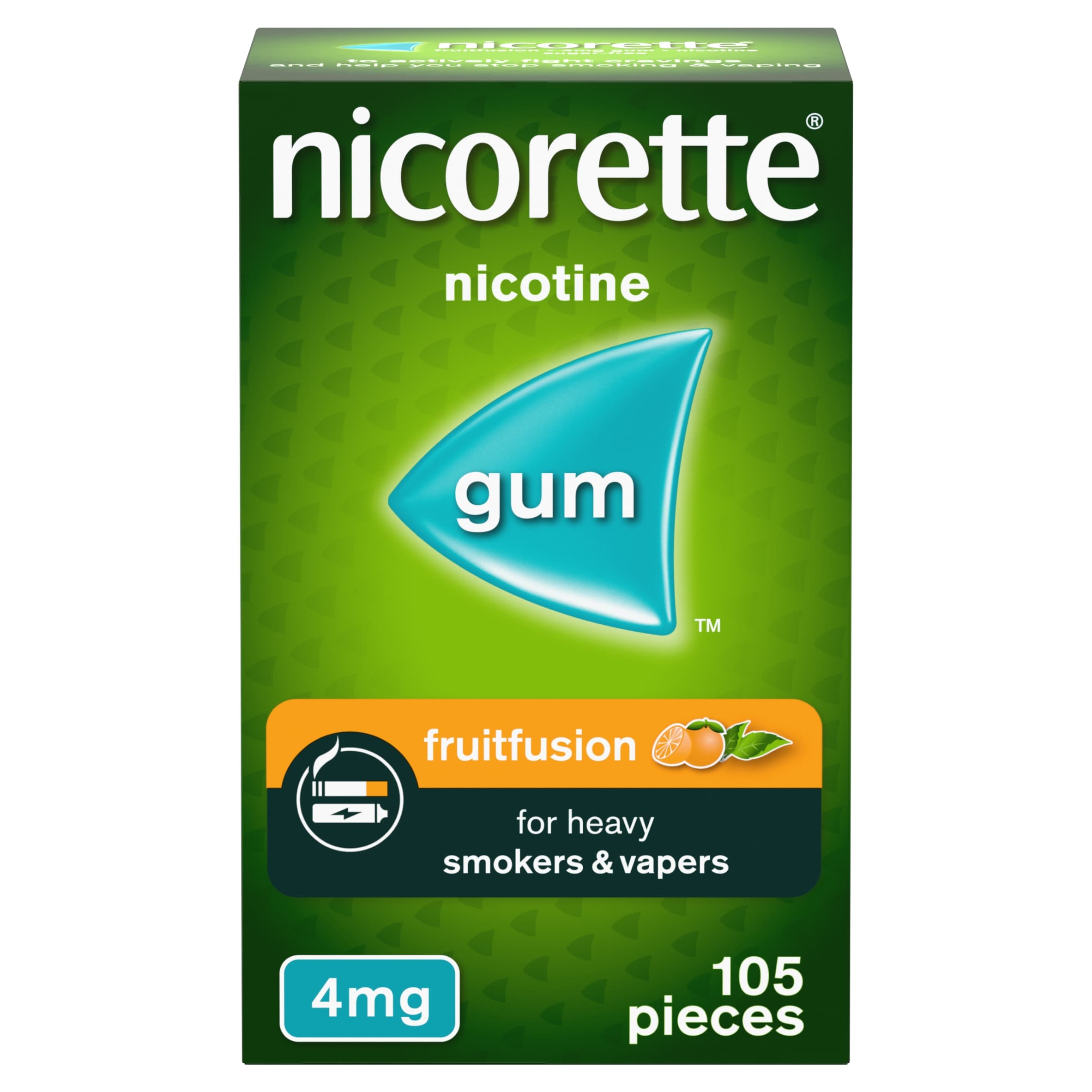 Nicorette Fruit Fusion Chewing Gum, 4 mg, 105 count (Stop Smoking Aid)