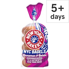 New York Bakery Co Cinnamon & Raisin Bagels 5 Pack