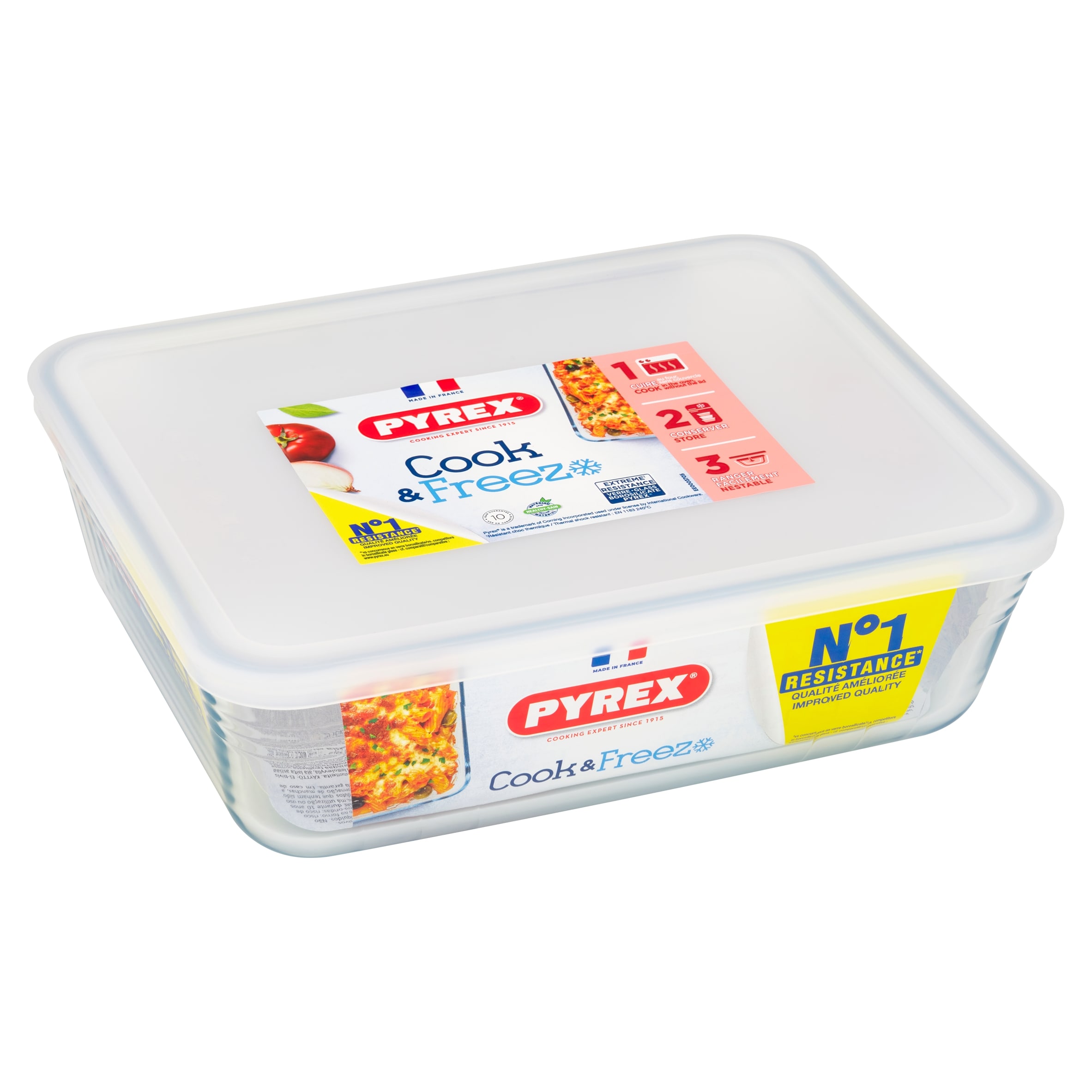 PYREX 2.6 LTR RECTANGULAR DISH WITH PLASTIC LI