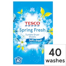Tesco Spring Fresh Tumble Dryer Sheets 40S