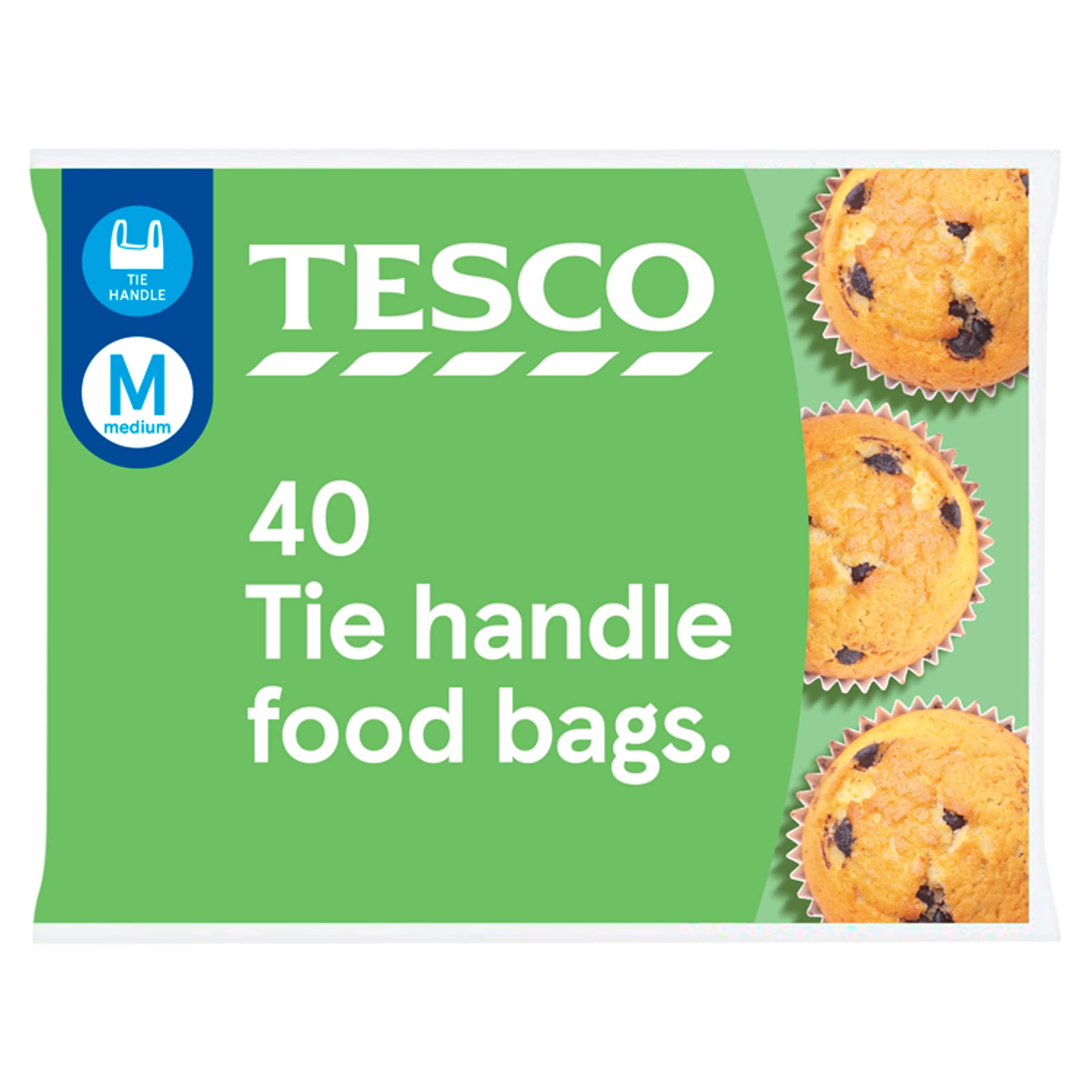 Tesco Tie-Handle Freezer Bags Medium 40'S